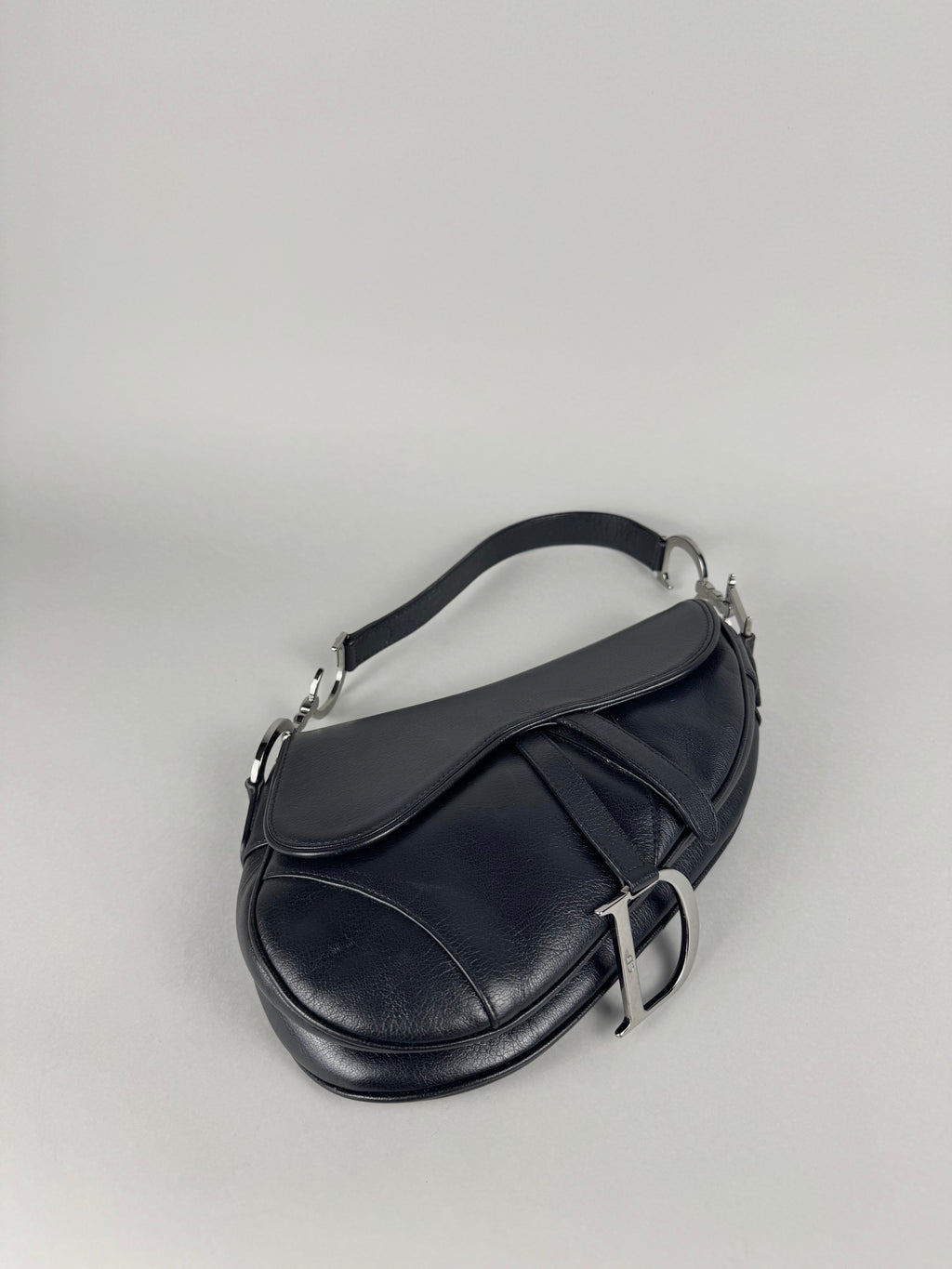 Christian Dior Black Leather Saddle Bag