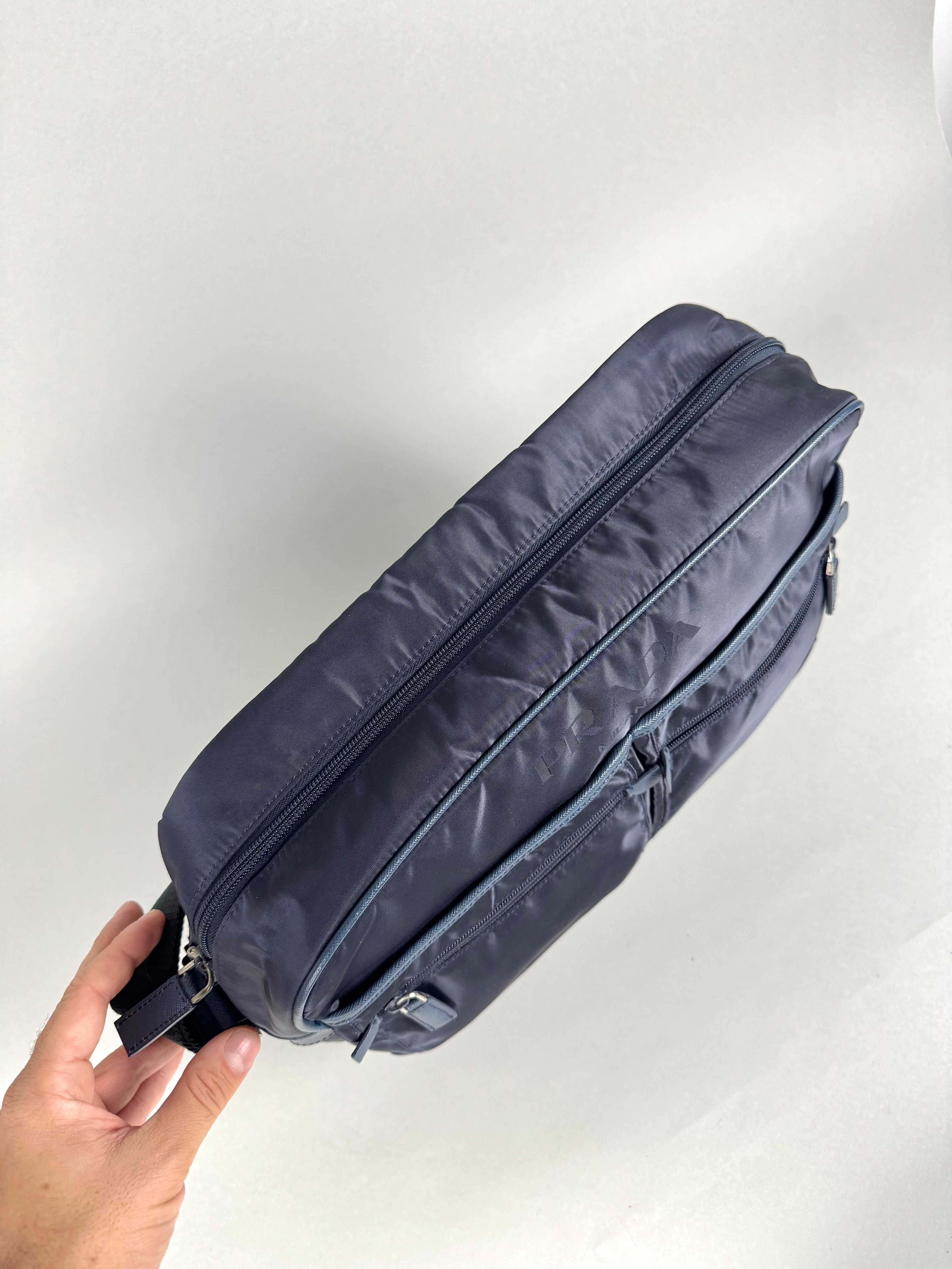 Prada Nylon Messenger Bag Navy