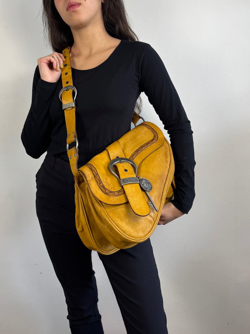 Christian Dior Gaucho Double Leather Yellow