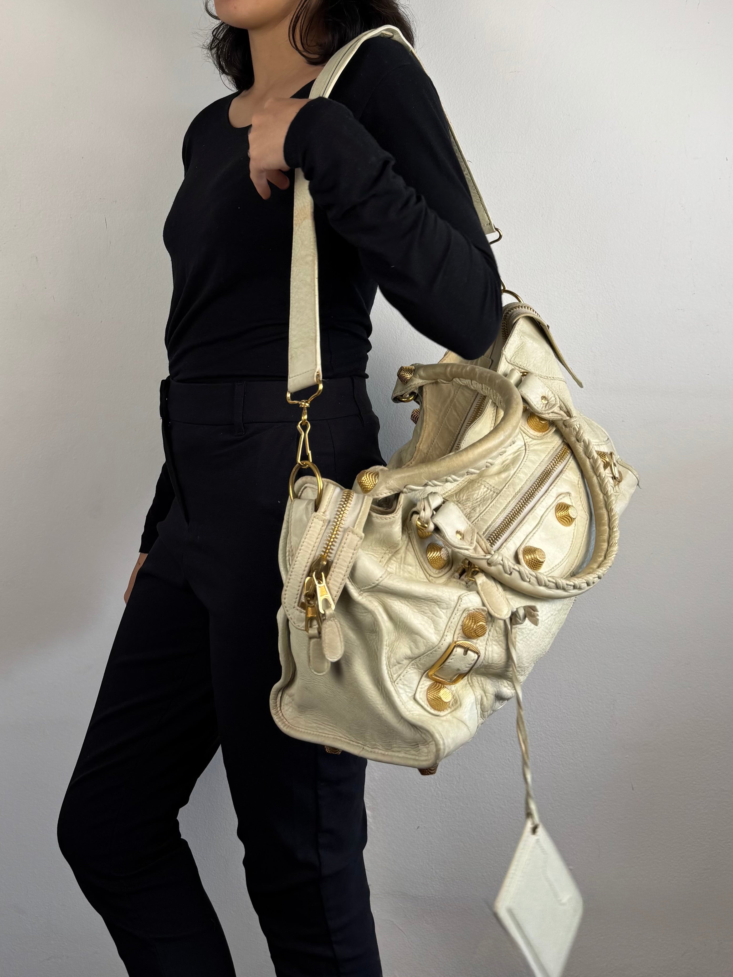 Balenciaga Sahara Lambskin Leather Gold Part Time 21 Bag