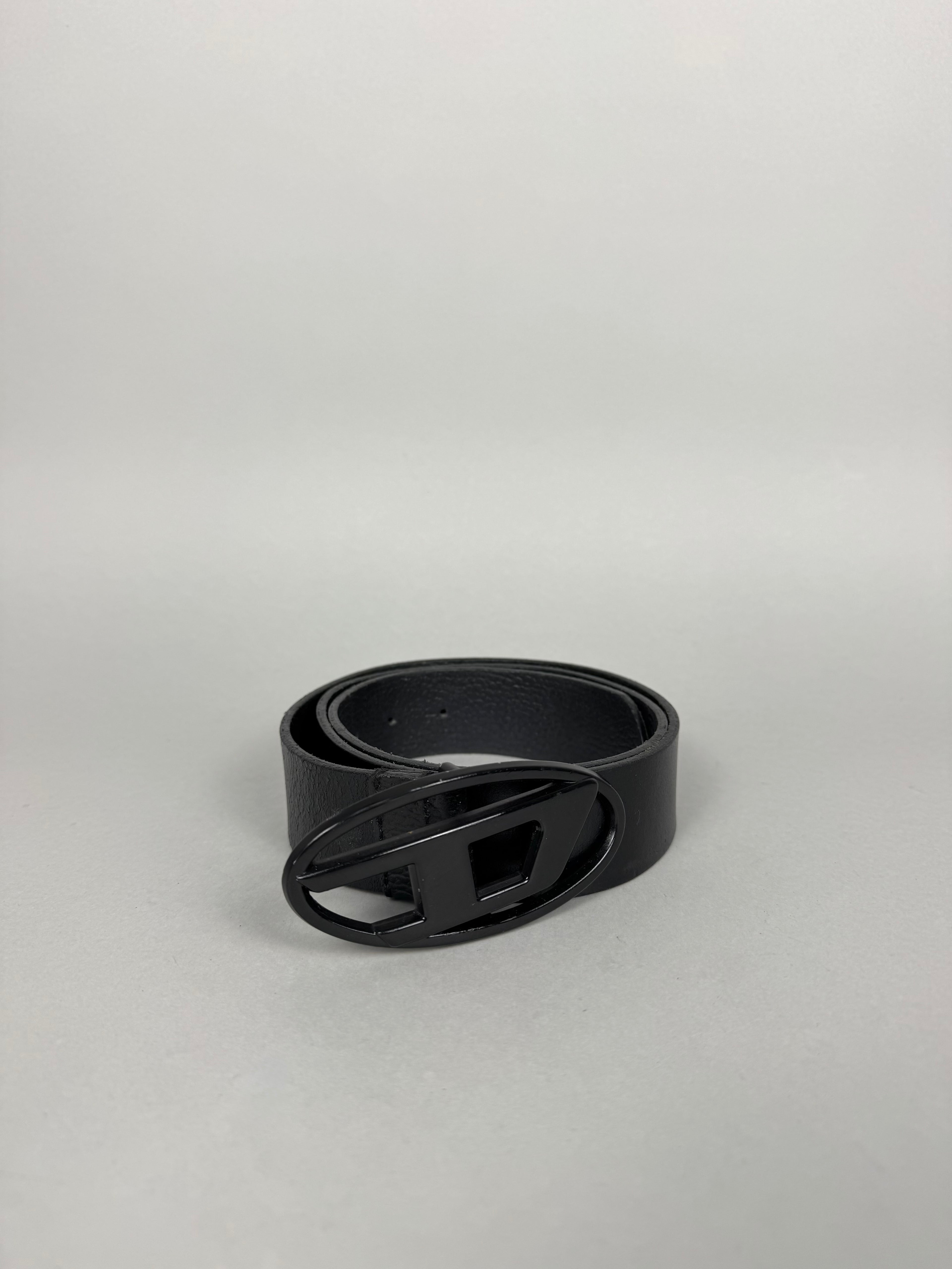 Diesel D Buckle Black Leather Belt
