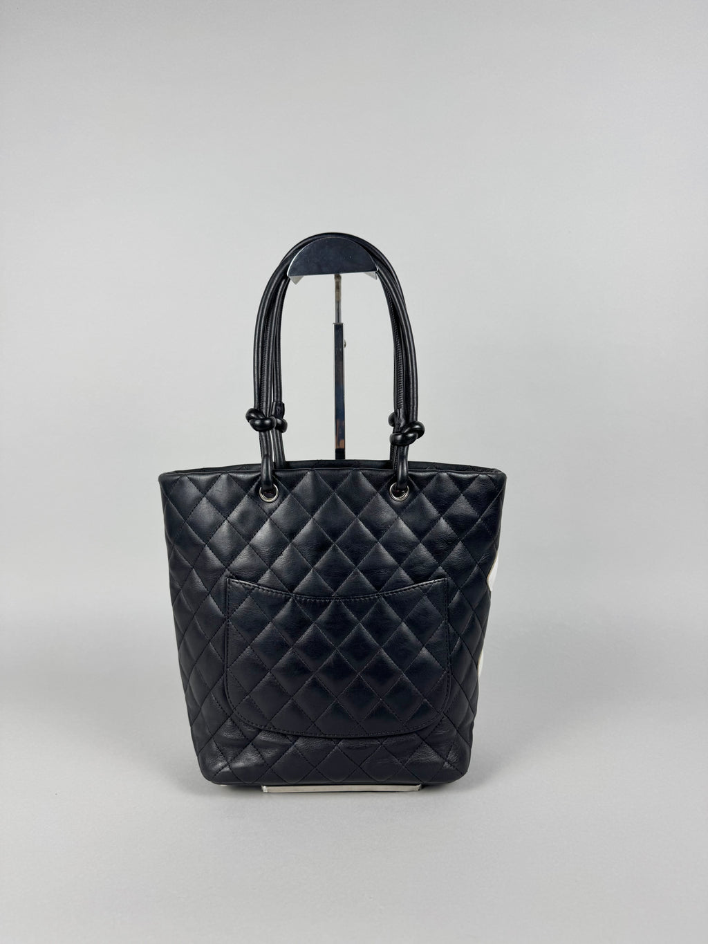 Chanel Cambon Calfskin Black Leather Quilted Medium Tote