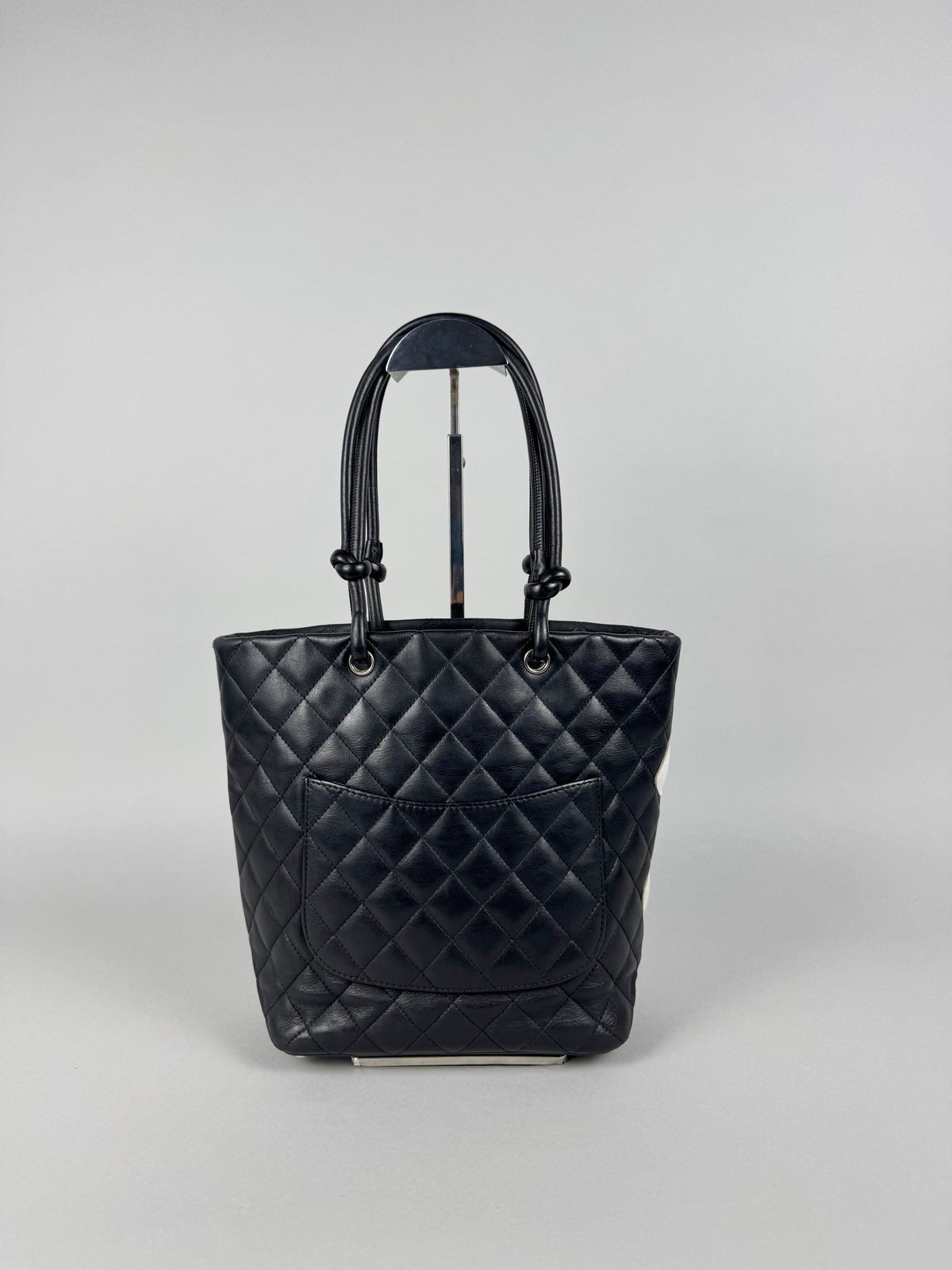 Chanel Cambon Calfskin Black Leather Quilted Medium Tote