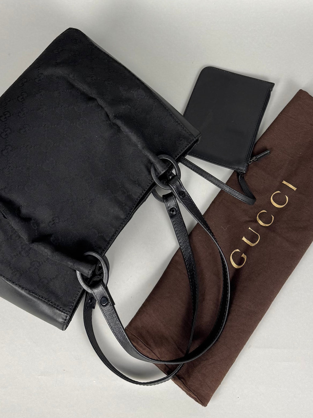 Gucci Monogram Black Tote with Pouch