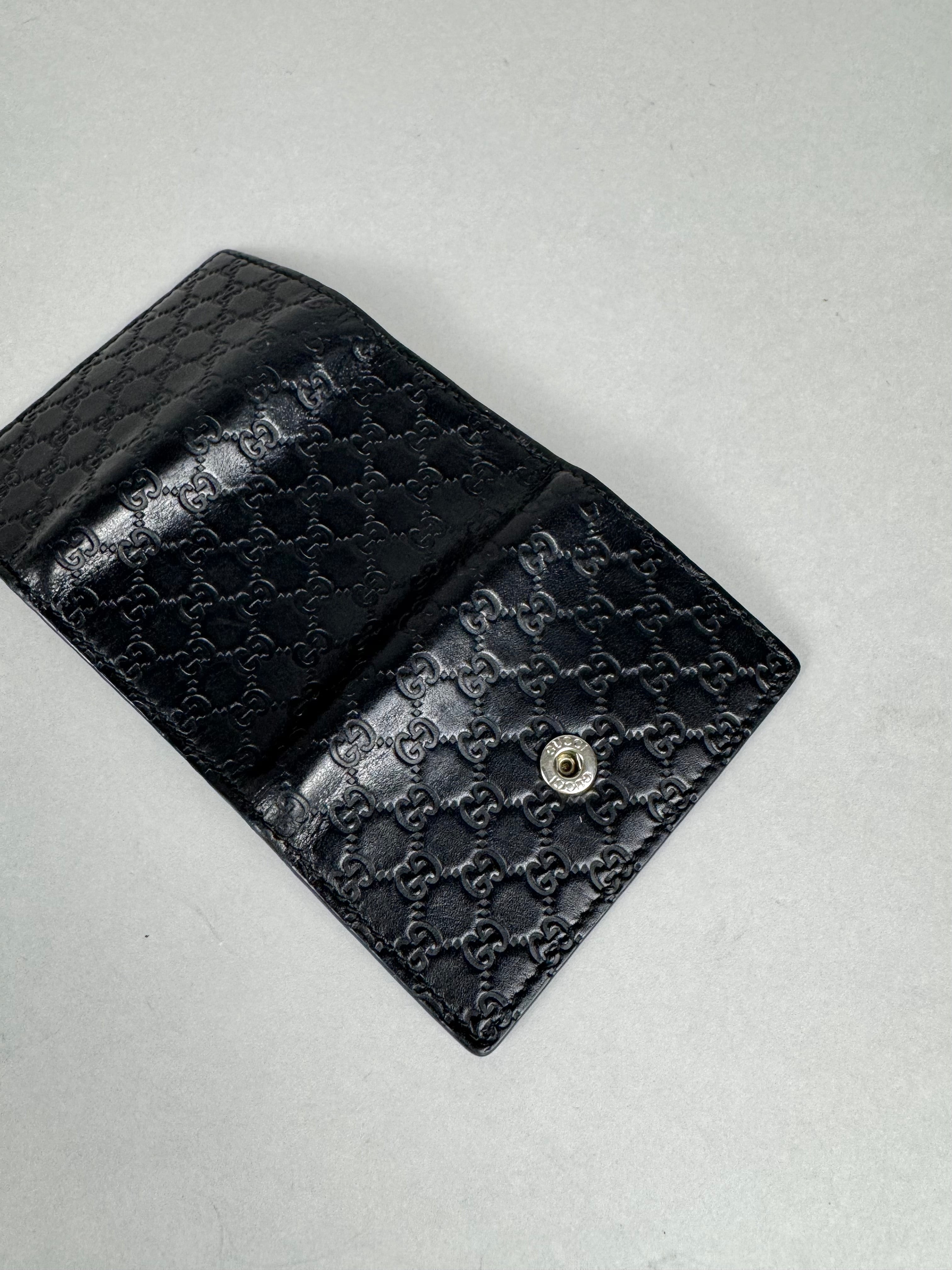 Gucci Embossed Monogram Black Leather Card/Key Holder