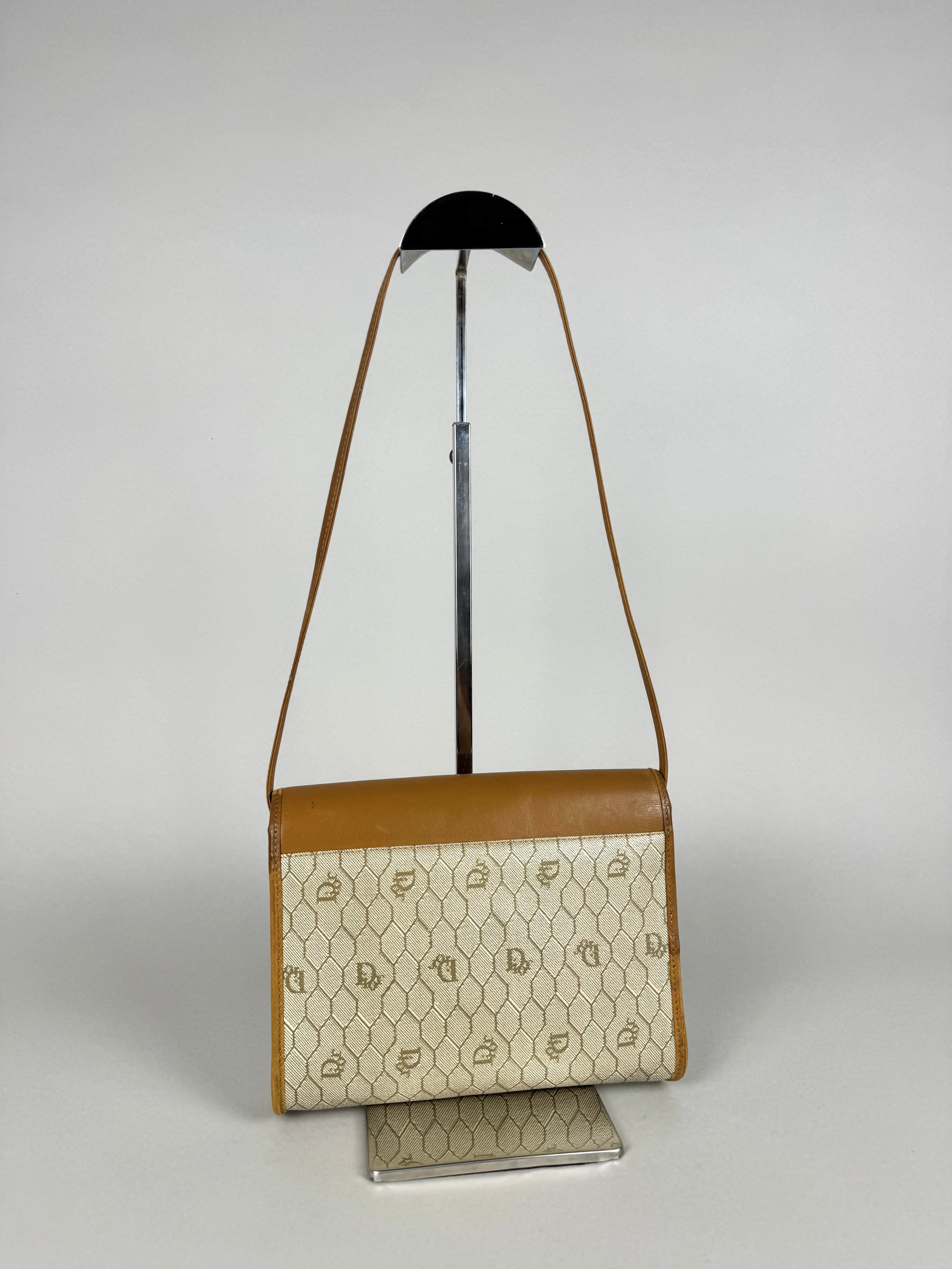 Christian Dior 20th Century Honeycomb Leather and Canvas