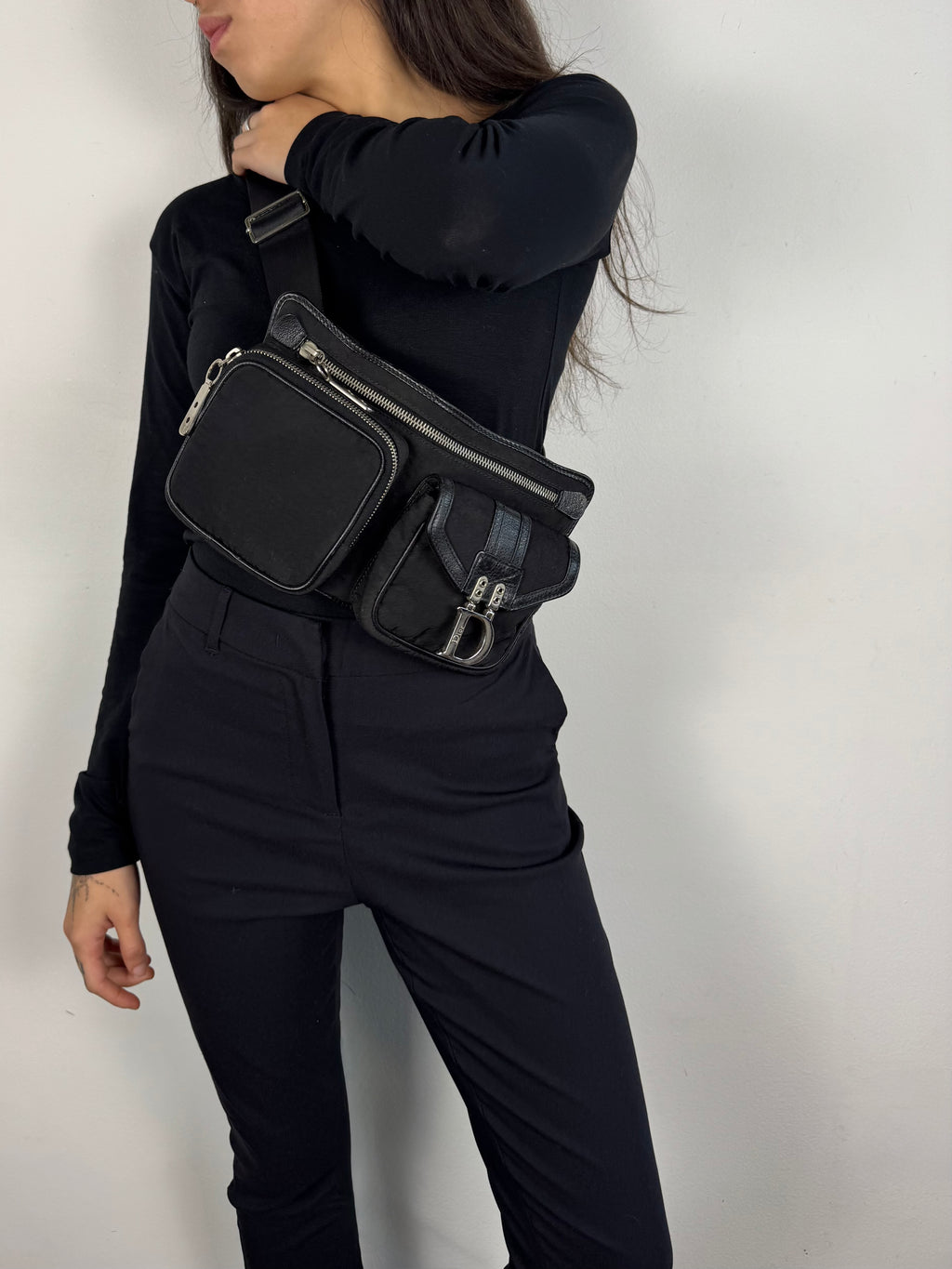 Christian Dior Nylon Pochete Sling Belt Black