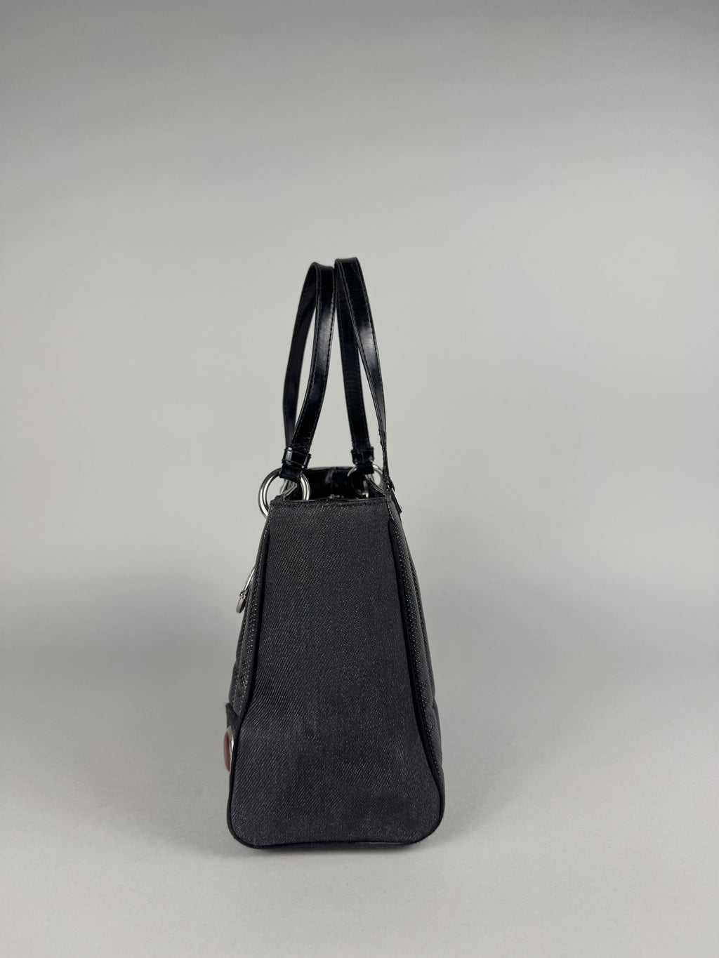 Christian Dior Cadillac Montaigne Denim and Leather Black Tote