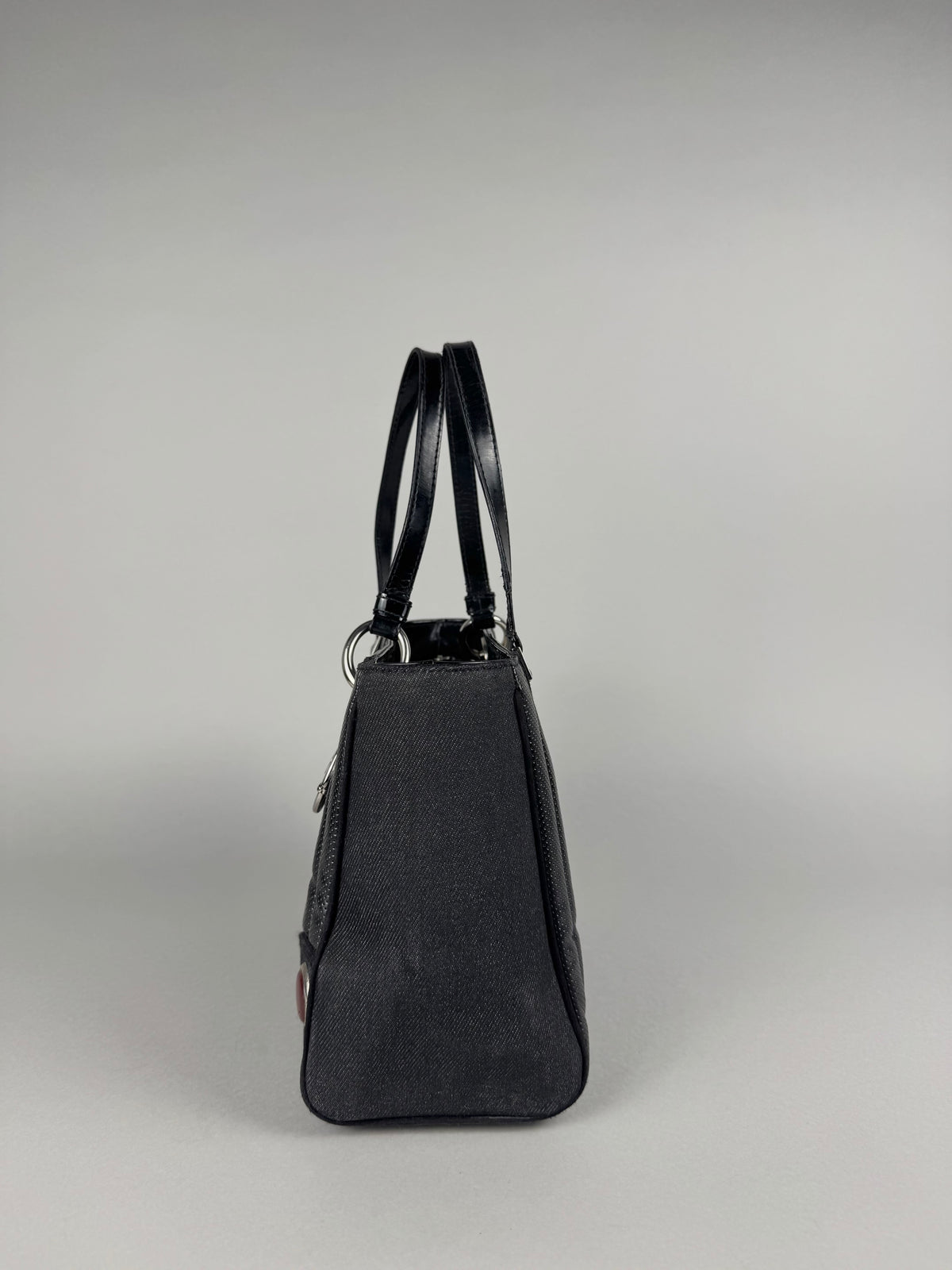 Christian Dior Cadillac Montaigne Denim and Leather Black Tote