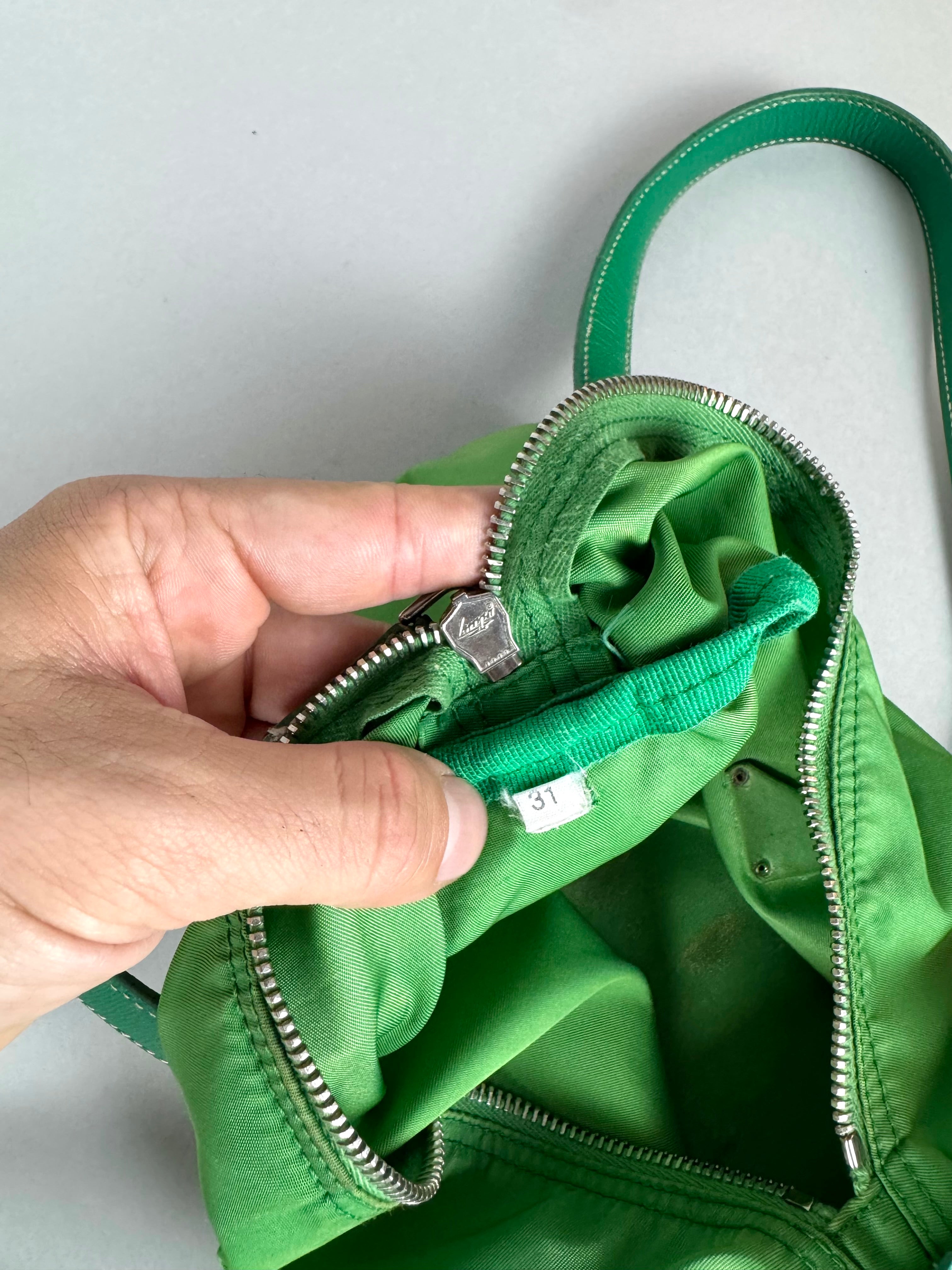 Prada Green Nylon and Leather Bauletto