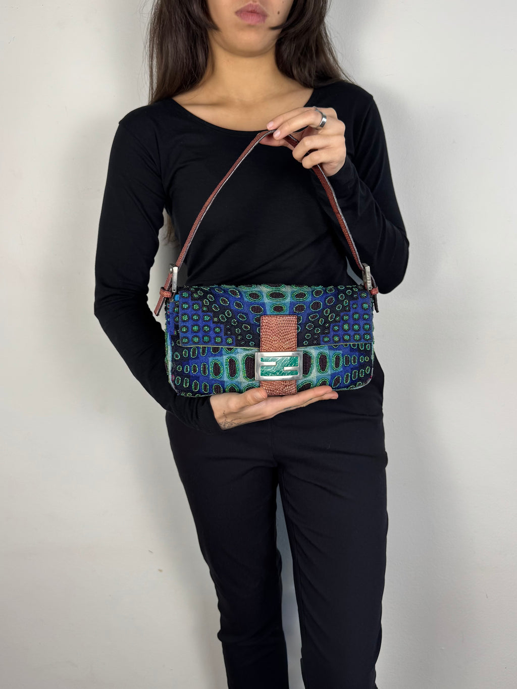 Fendi Baguette Beaded Lizard Victor Vasarely 1997