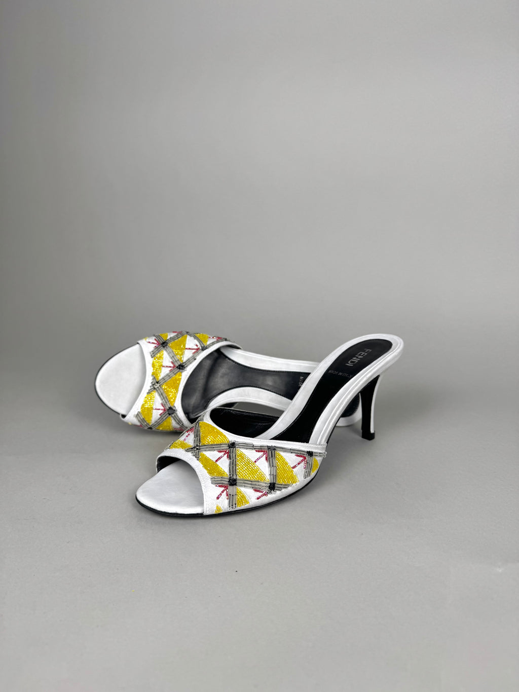 Fendi Embroidered Leather Heels