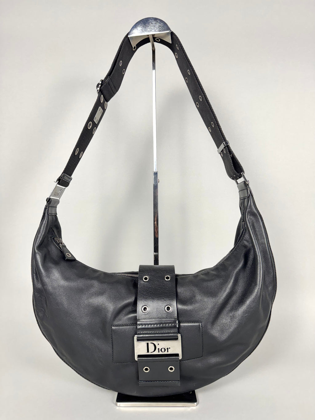 Christian Dior Street Chic Half Moon Leather Black