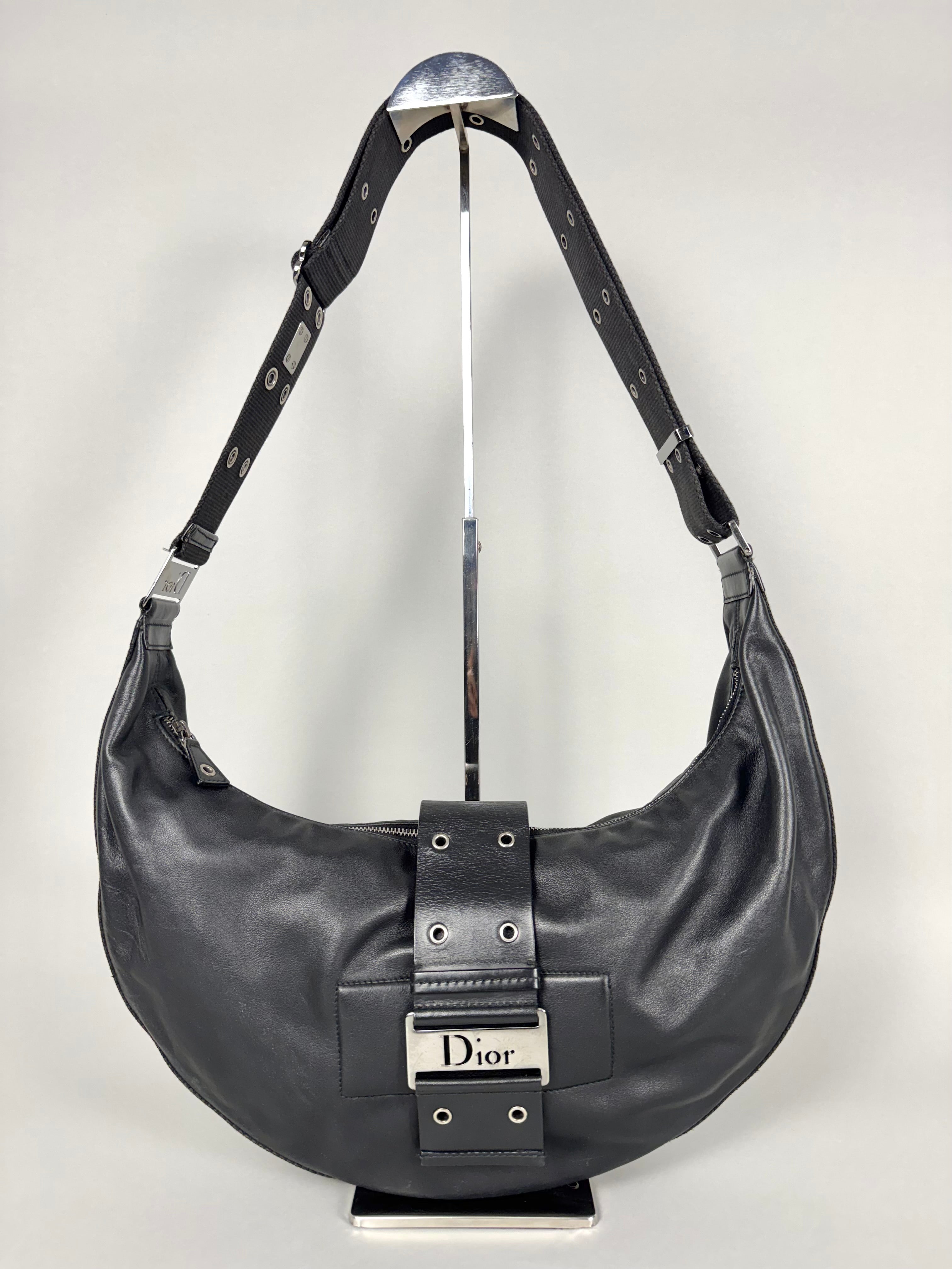 Christian Dior Street Chic Half Moon Leather Black
