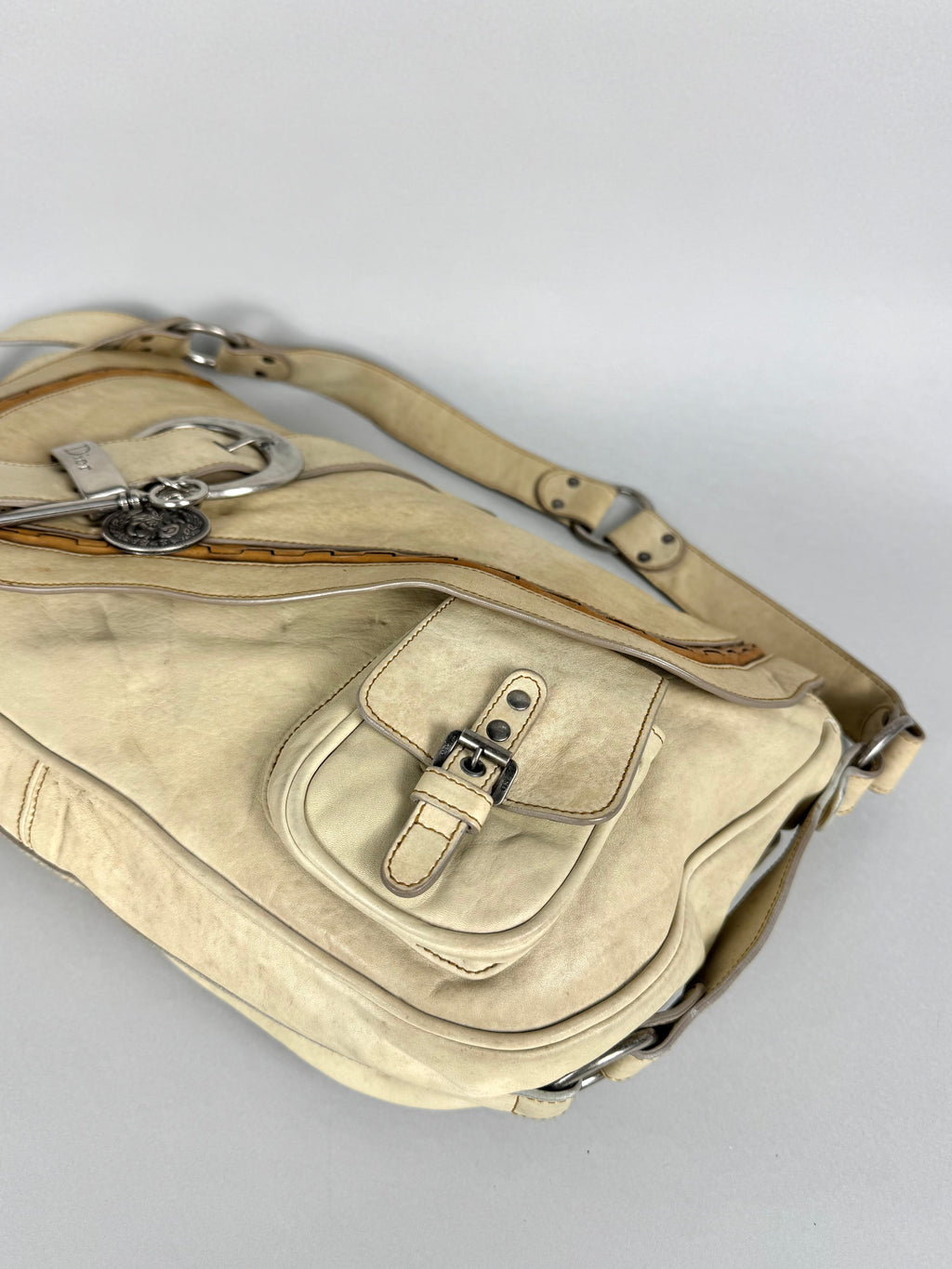 Christian Dior Gaucho Leather Off White Crossbody