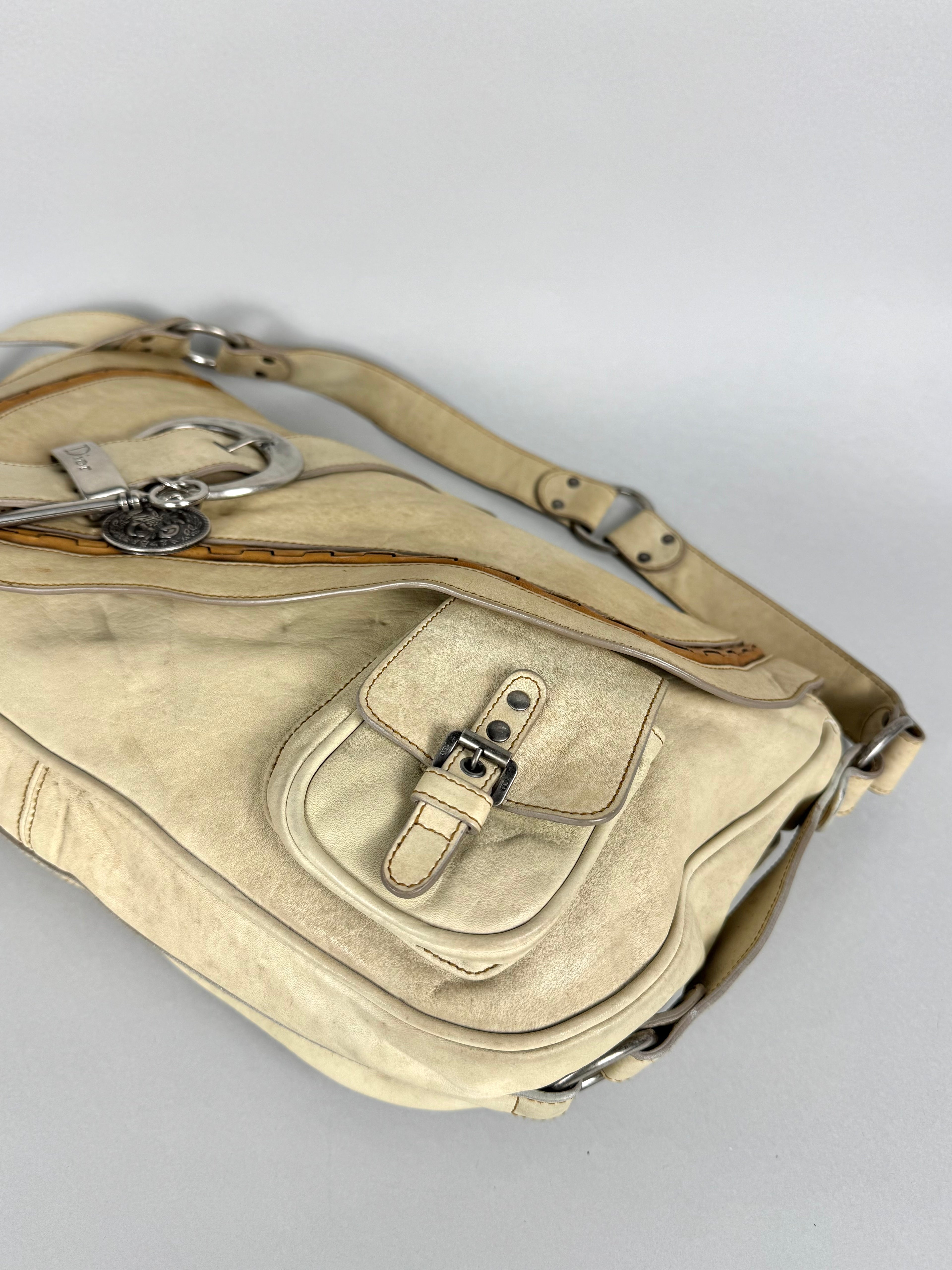 Christian Dior Gaucho Leather Off White Crossbody