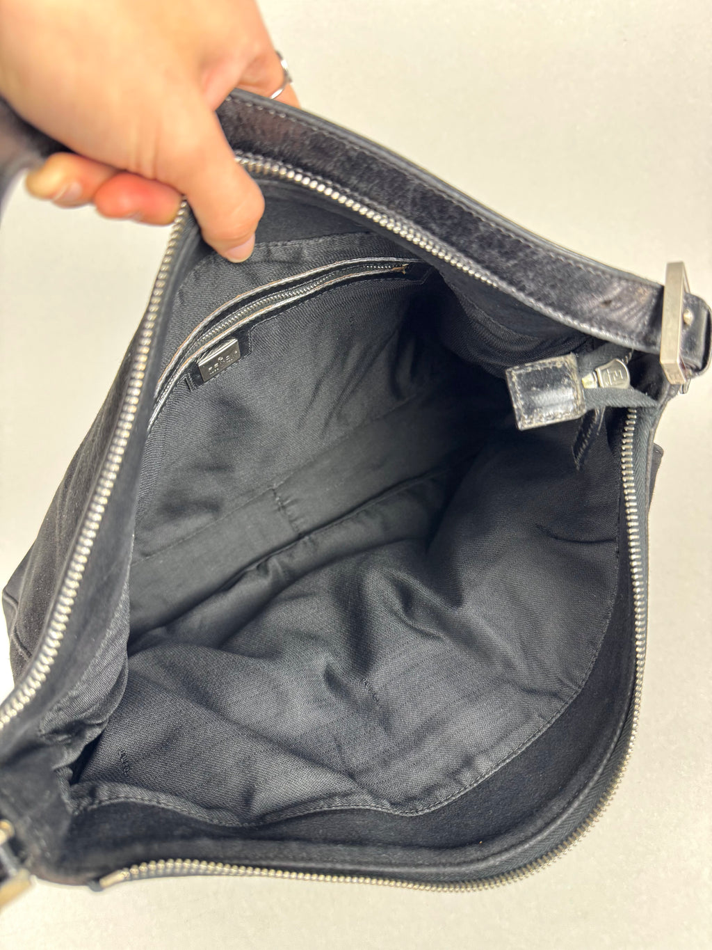 Fendi Mamma Baguette Black Suede Leather