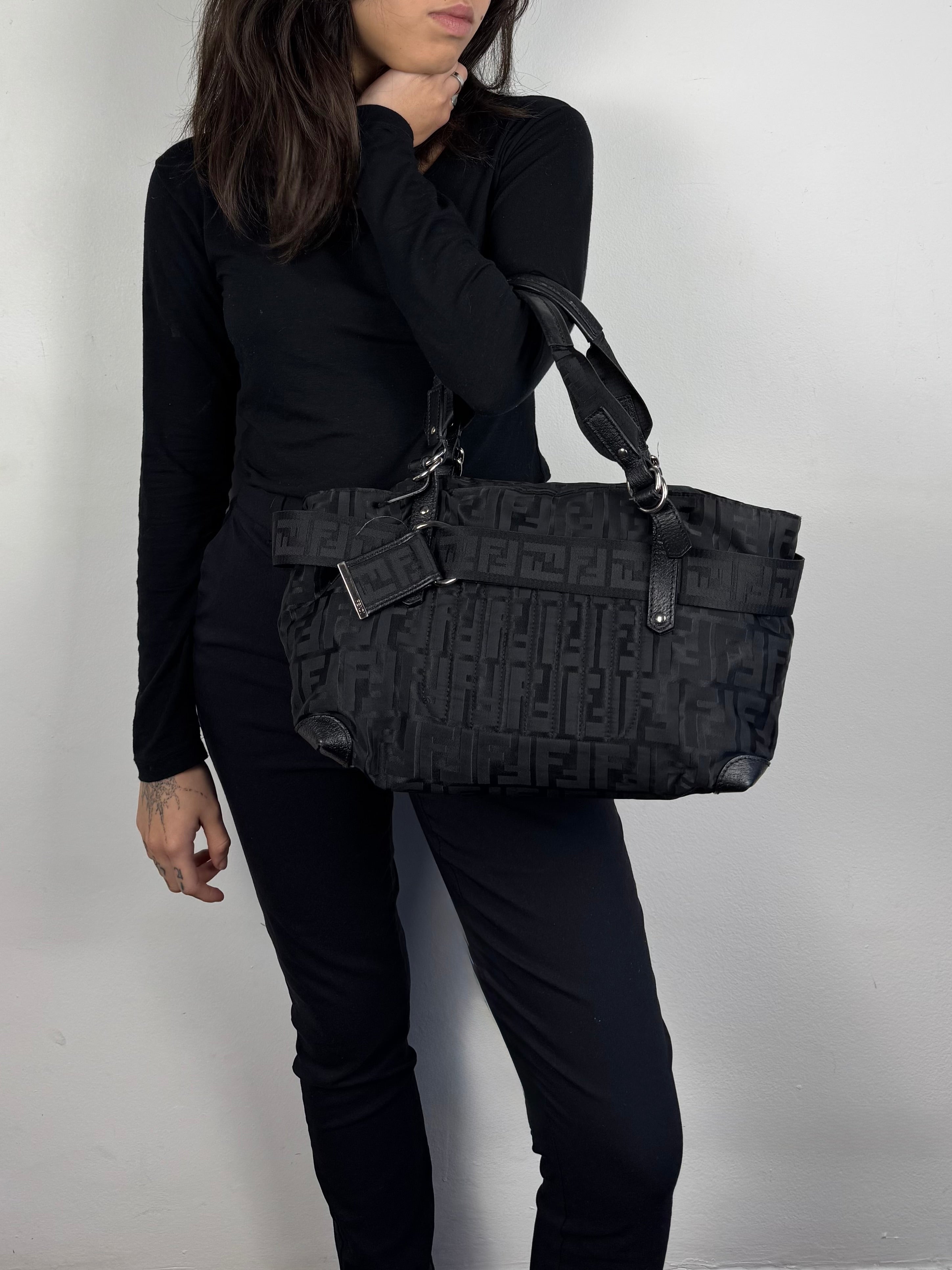 Fendi Monogram Zucca Zip Code Shoulder