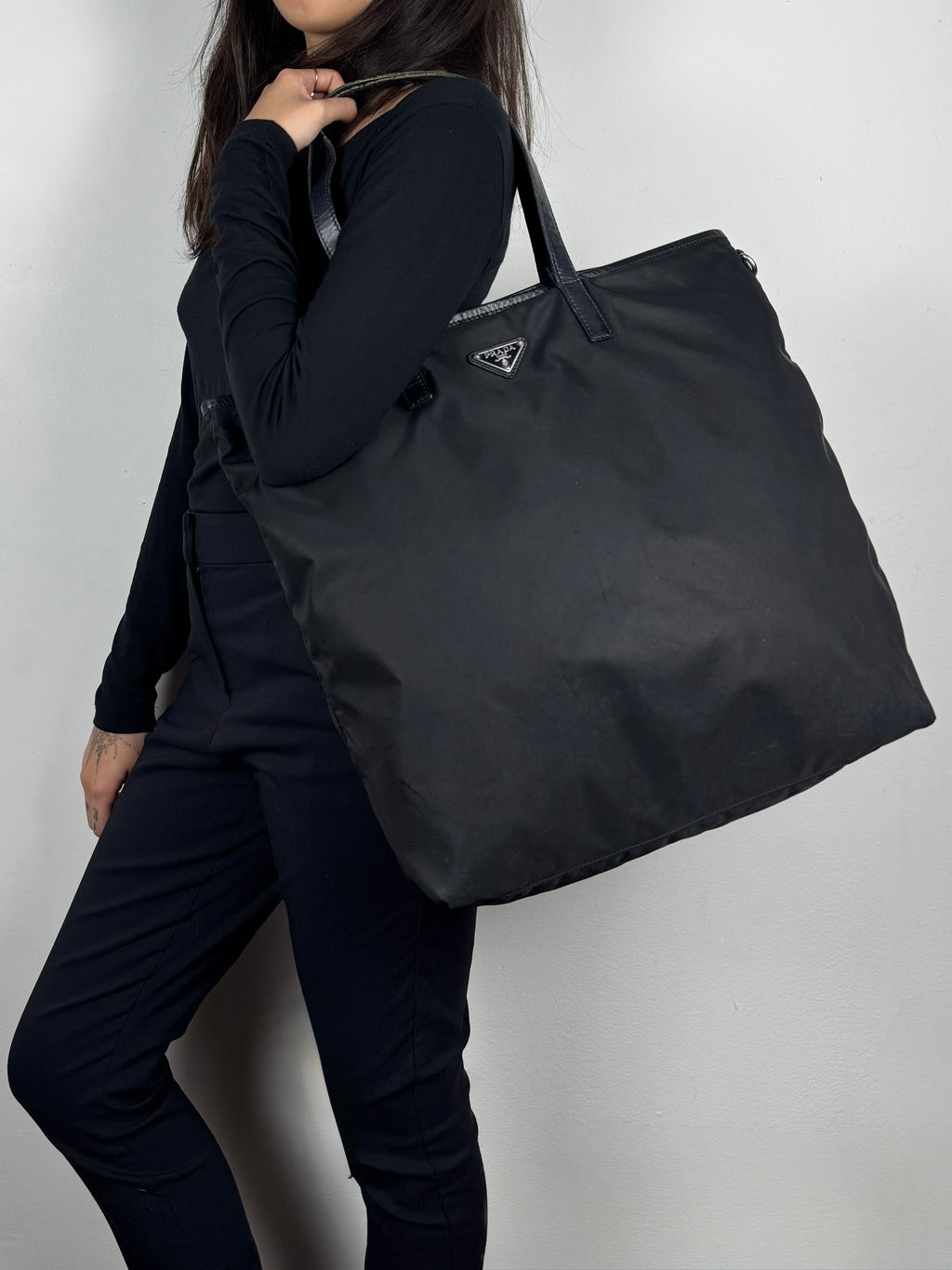 Prada Robot Nylon Black Tote