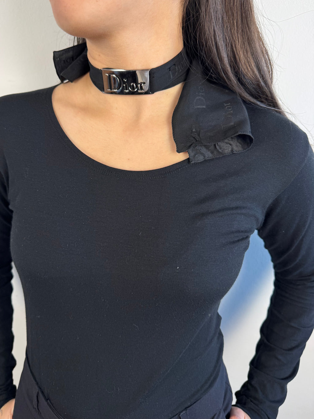 Christian Dior Scarf Logo Necklace Choker