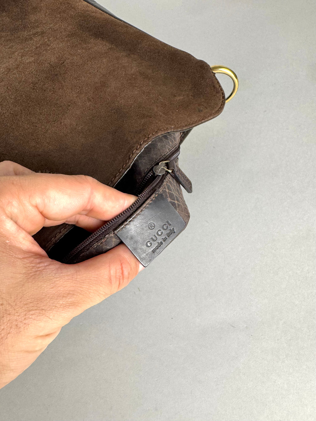 Gucci Bamboo Hobo Brown Leather Suede Small