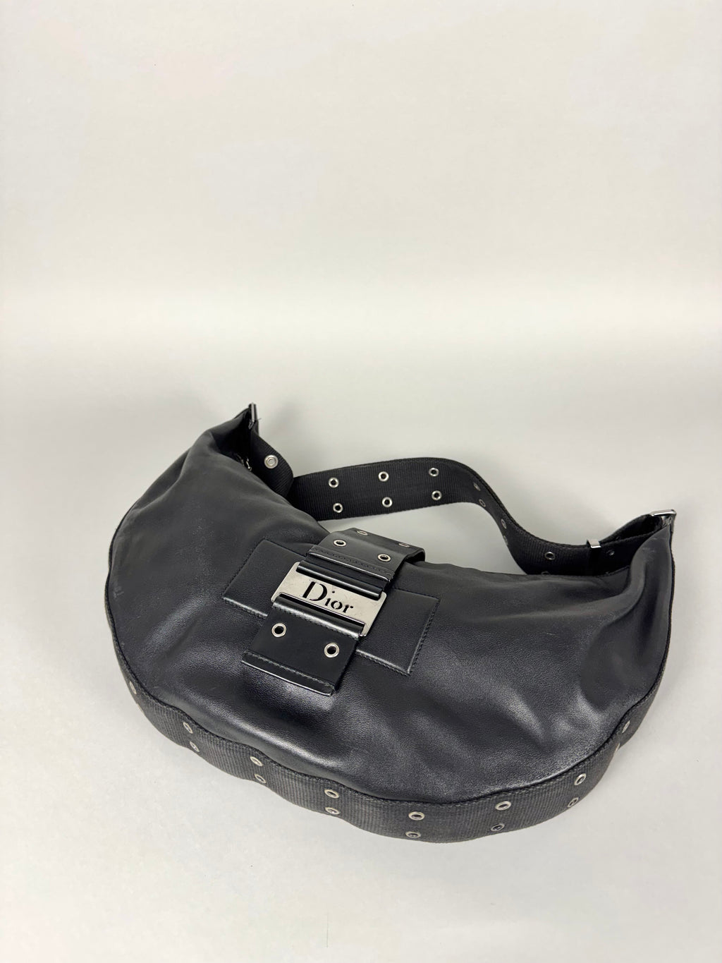 Christian Dior Street Chic Half Moon Leather Black