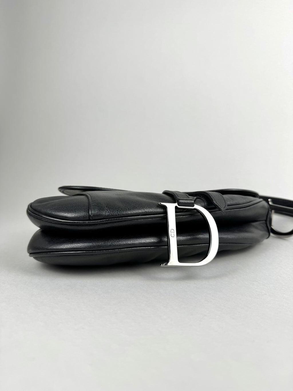 Christian Dior Black Leather Saddle Bag
