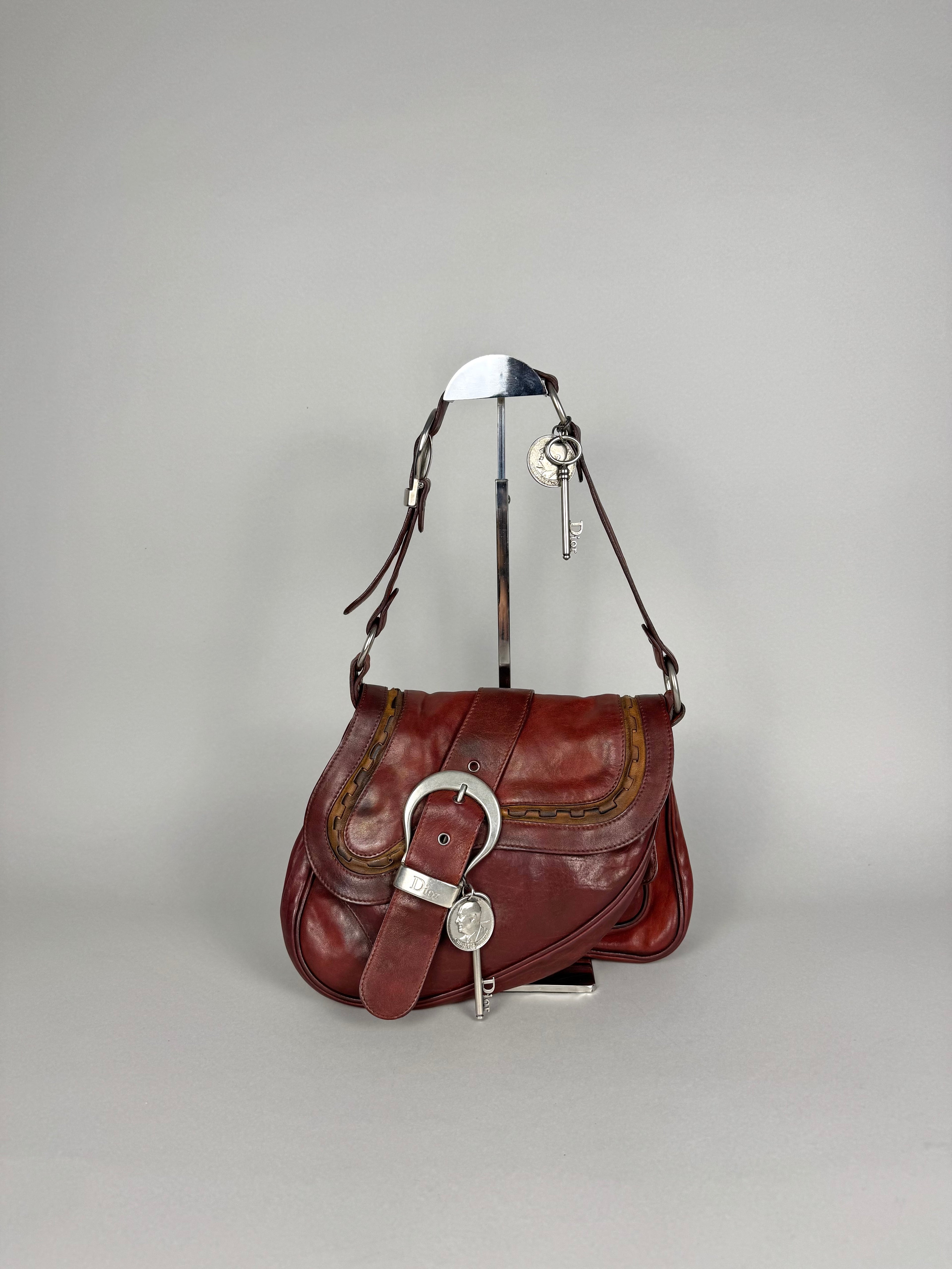 Christian Dior Gaucho Double Red Leather