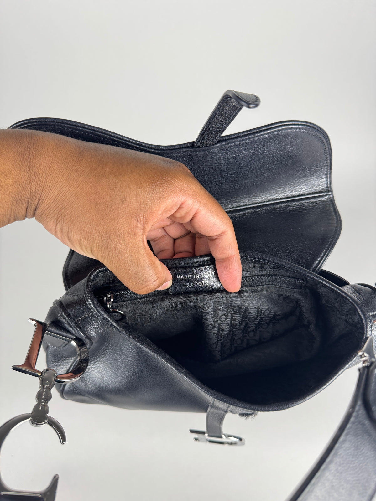 Christian Dior Black Leather Saddle Bag