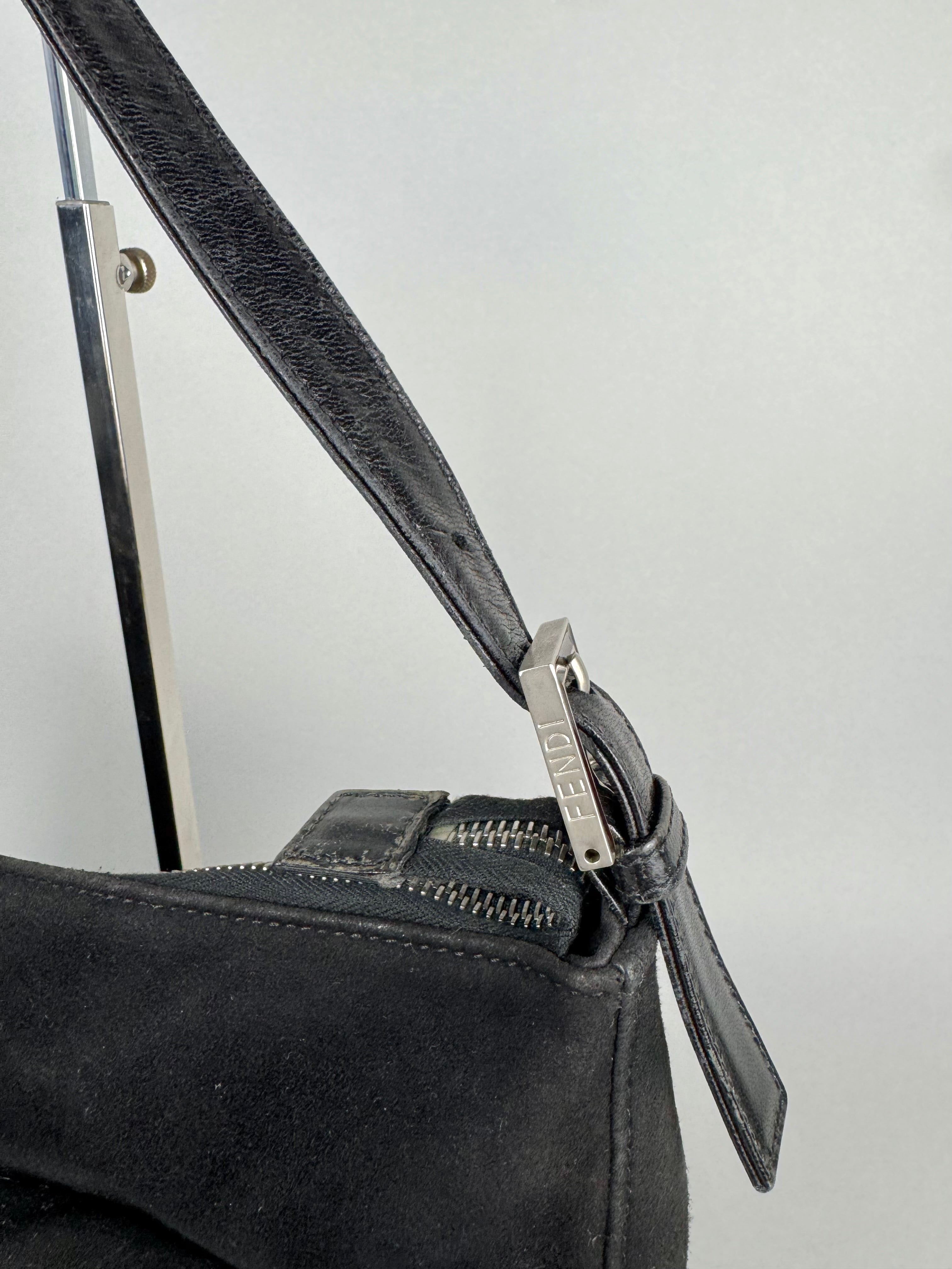 Fendi Mamma Baguette Black Suede Leather