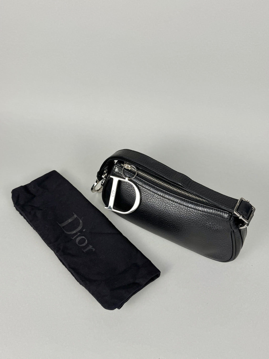 Christian Dior D Charms Black Leather Pochette