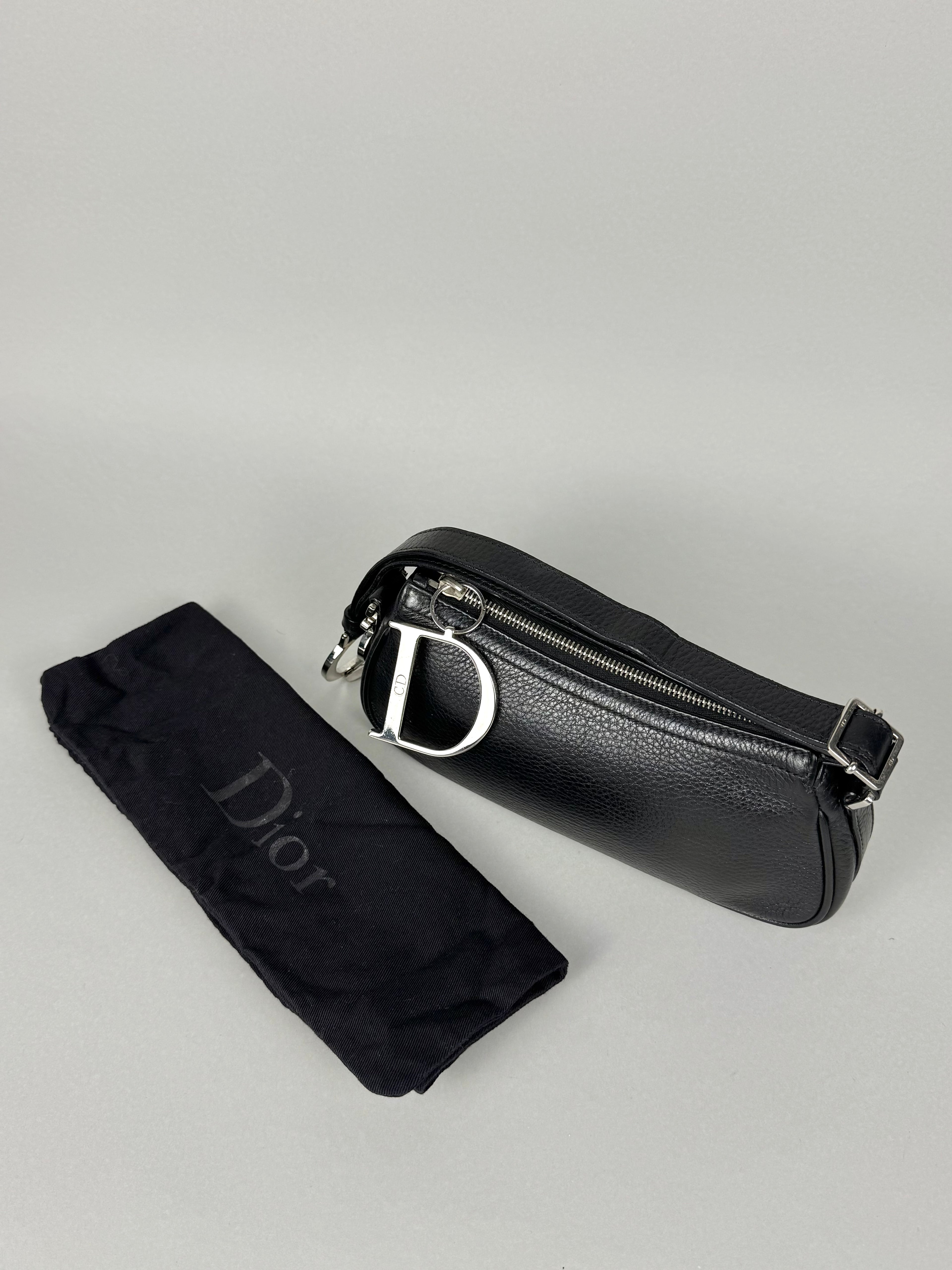 Christian Dior D Charms Black Leather Pochette