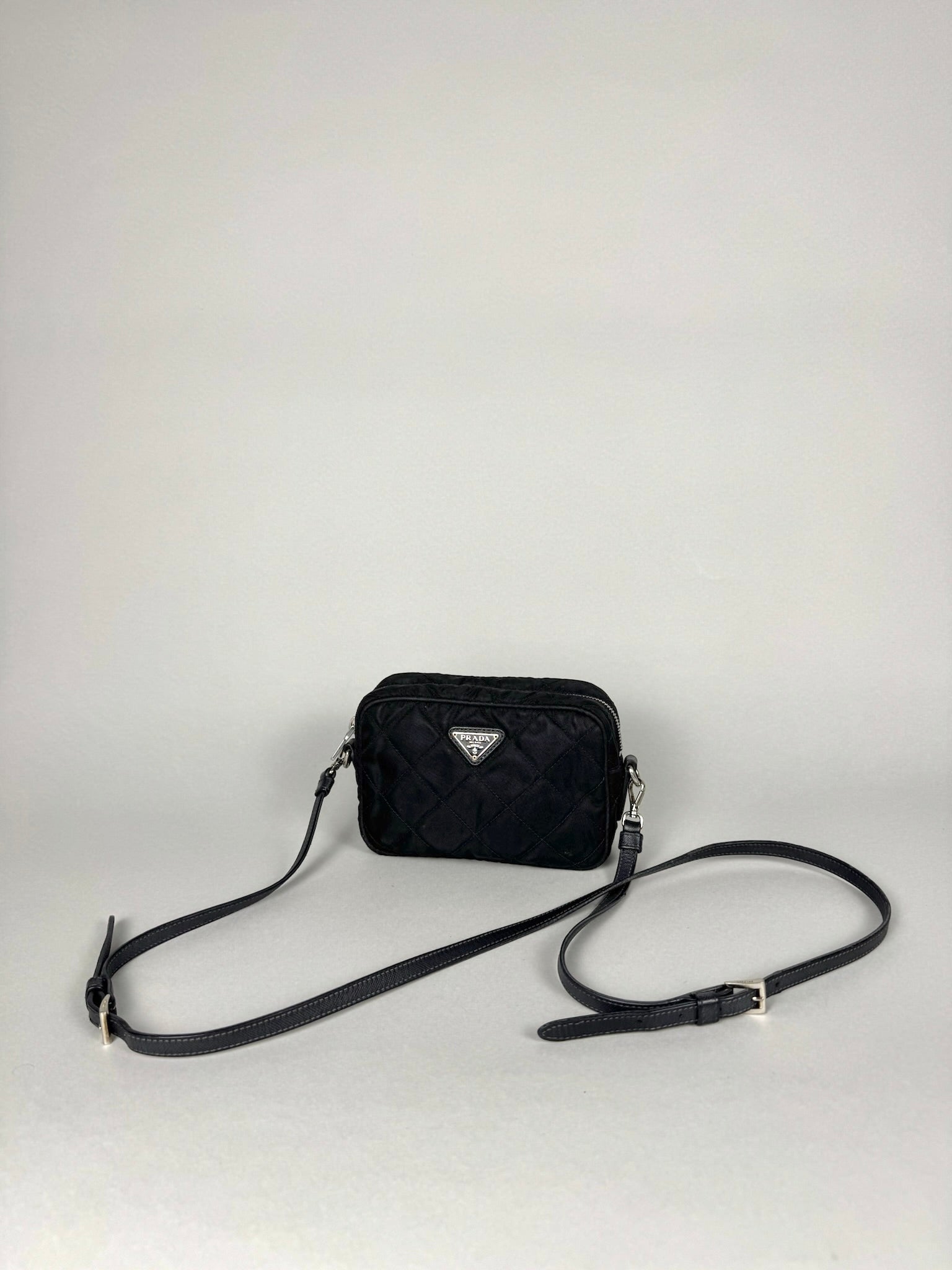Prada Tessuto Black Nylon Impuntu Quilted Crossbody