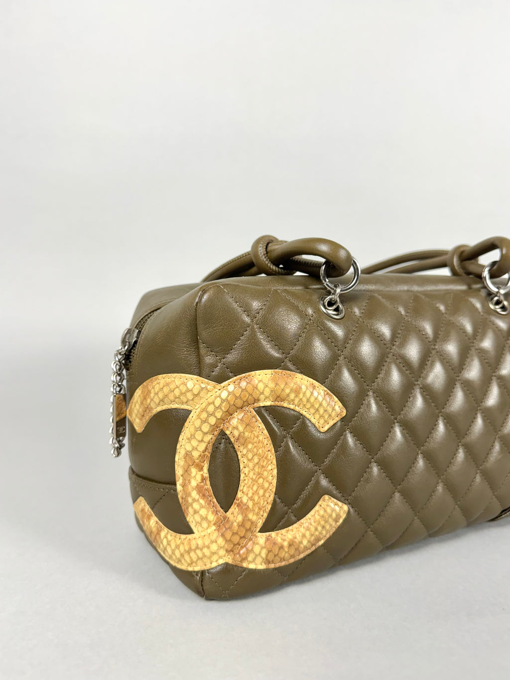Chanel Ligne Cambon Leather Bowler Bag in Python