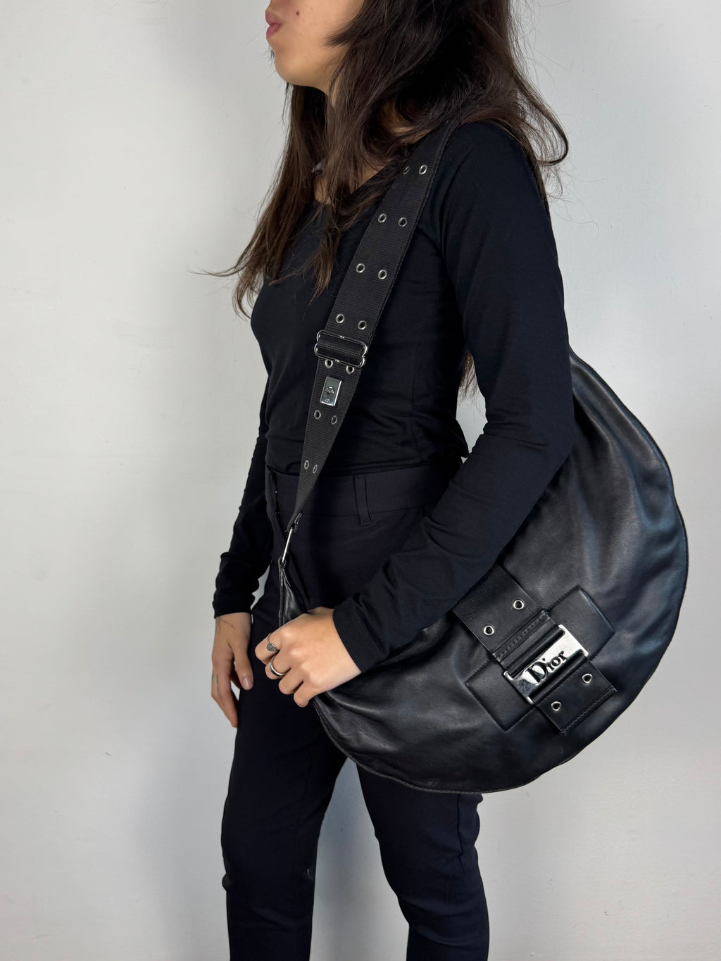 Christian Dior Street Chic Half Moon Leather Black