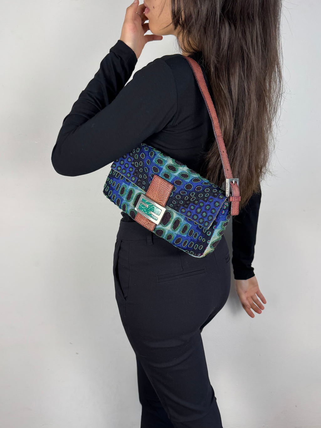Fendi Baguette Beaded Lizard Victor Vasarely 1997