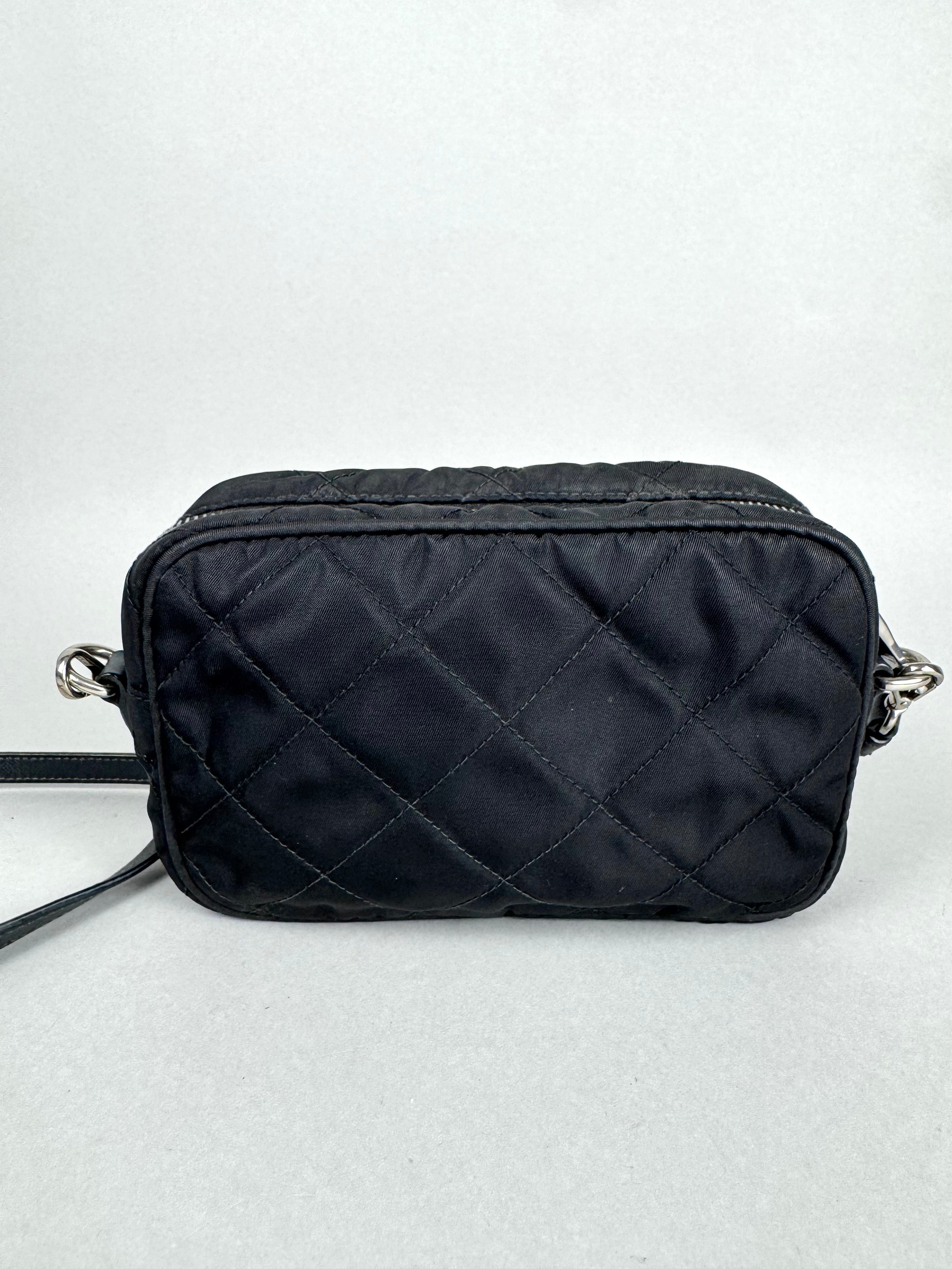 Prada Tessuto Black Nylon Impuntu Quilted Crossbody