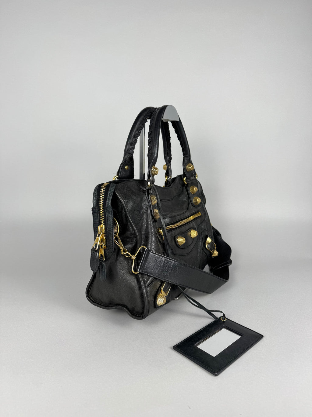 Balenciaga Agneau 21 Gold Hardware City Black Leather