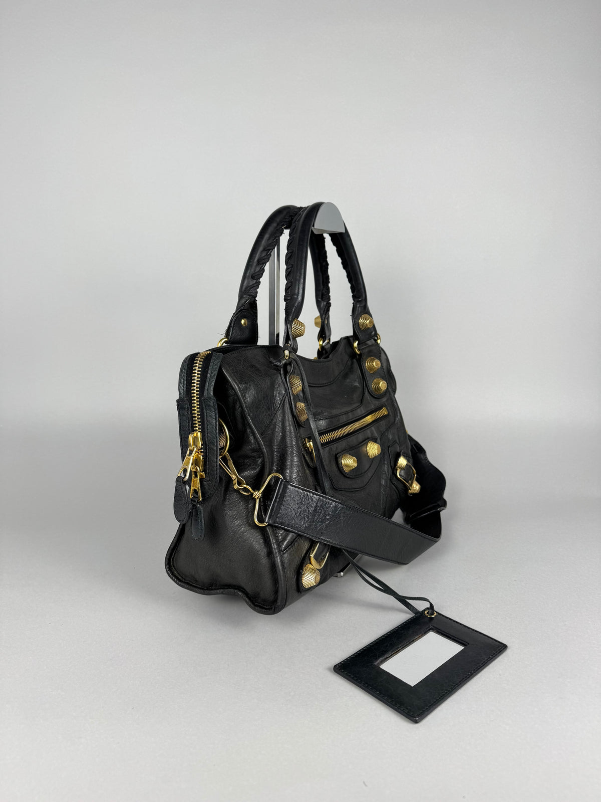 Balenciaga Agneau 21 Gold Hardware City Black Leather