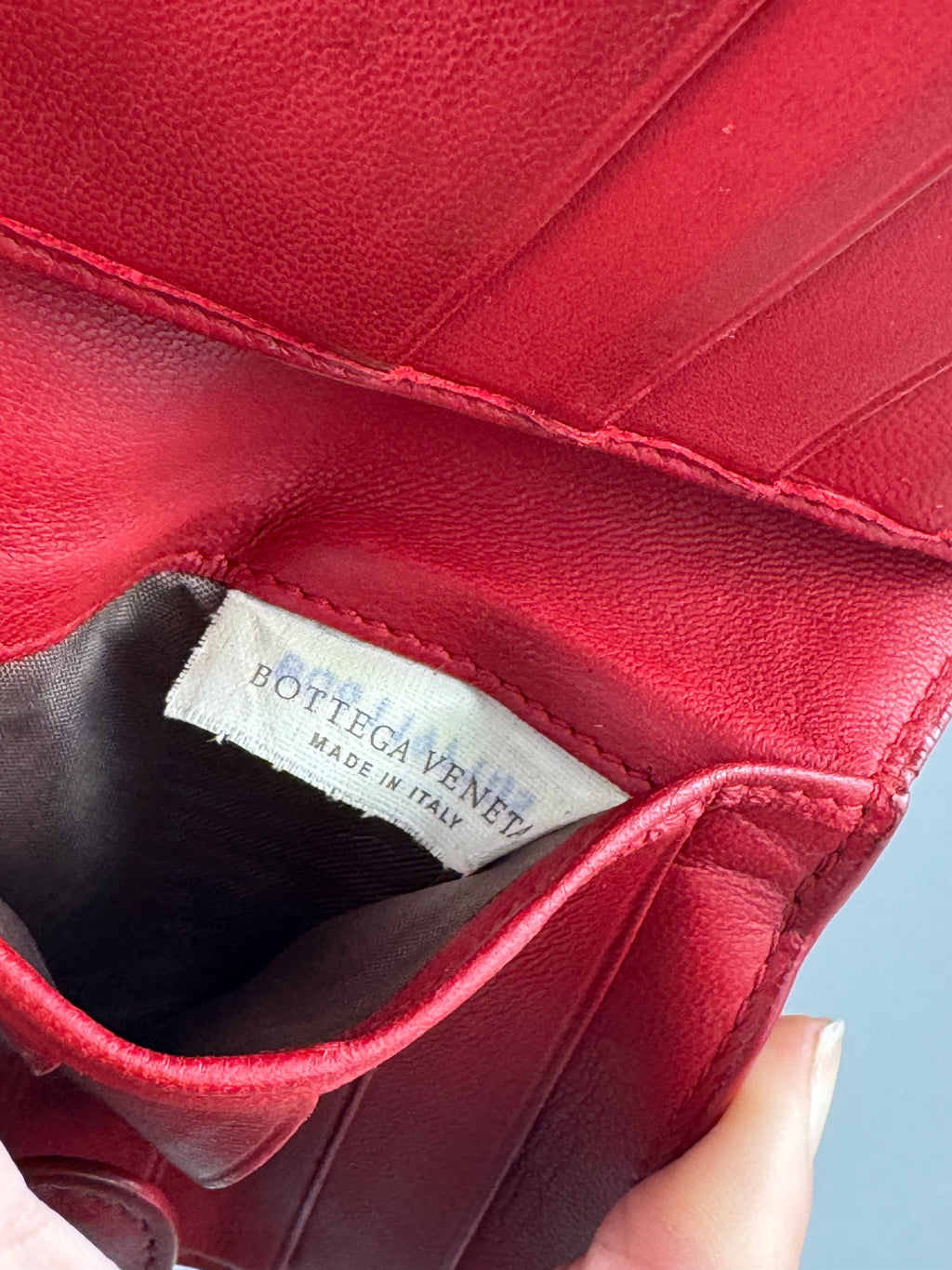 Bottega Veneta Intrecciato Red Leather Wallet