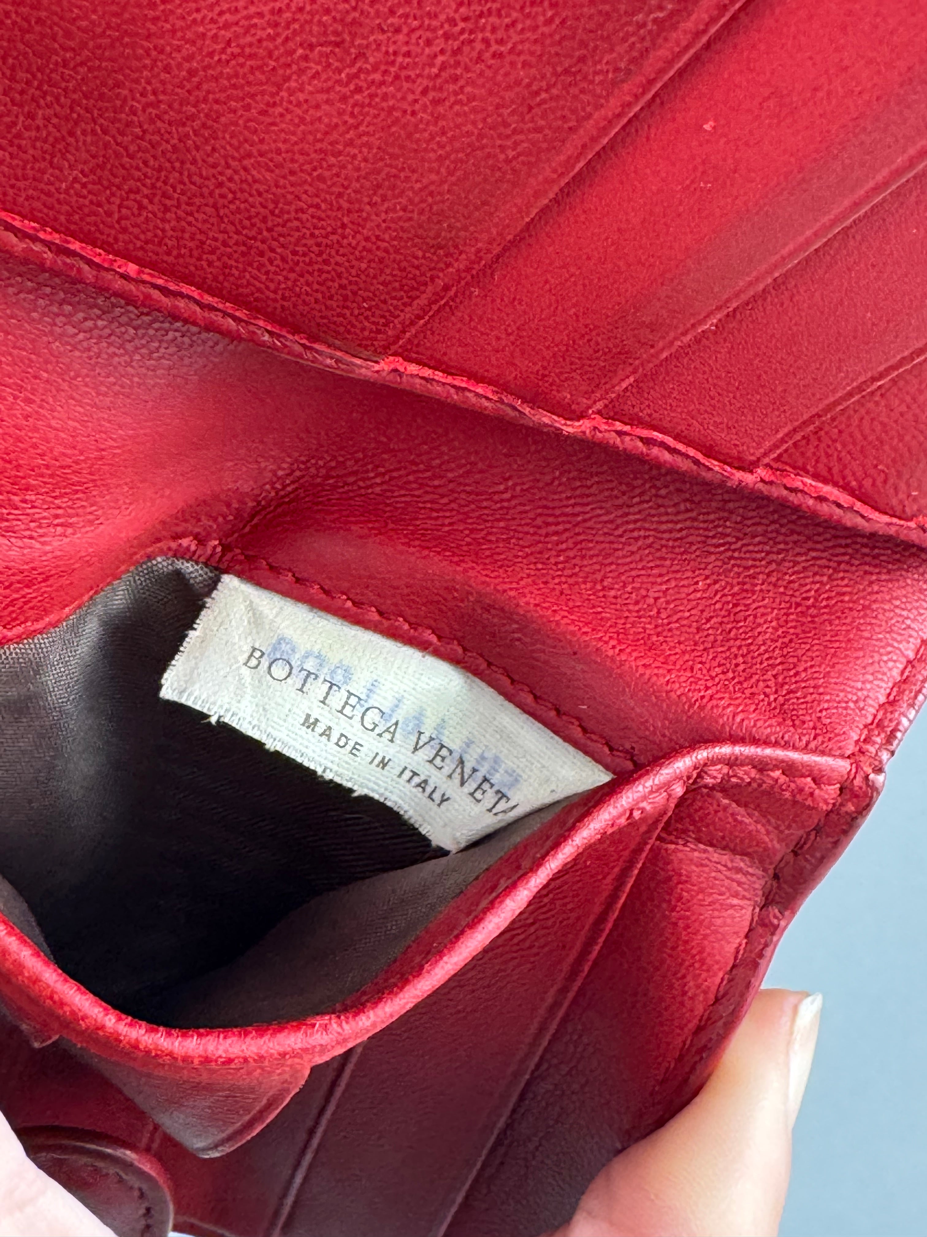Bottega Veneta Intrecciato Red Leather Wallet