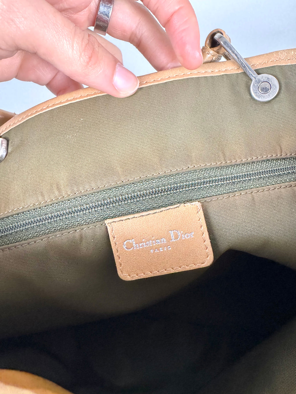 Christian Dior Monogram Denim Green Tote