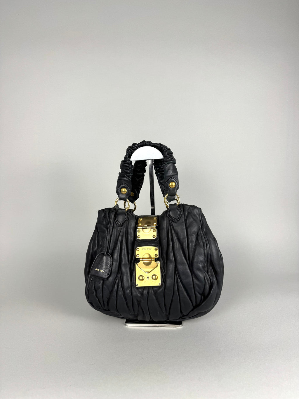 Miu Miu Coffer Matelasse Lambskin Leather Black
