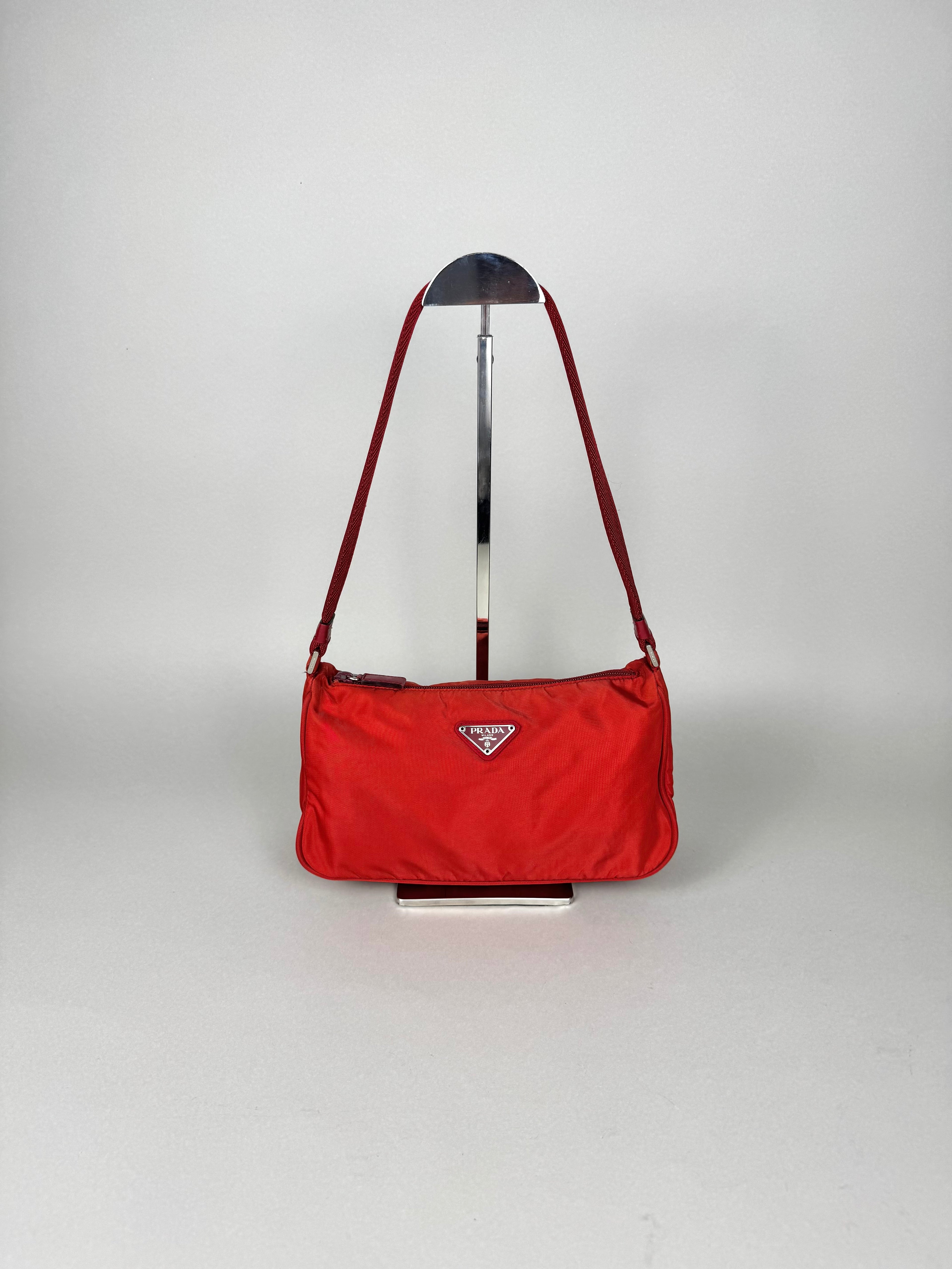 Prada Red Nylon Pochette