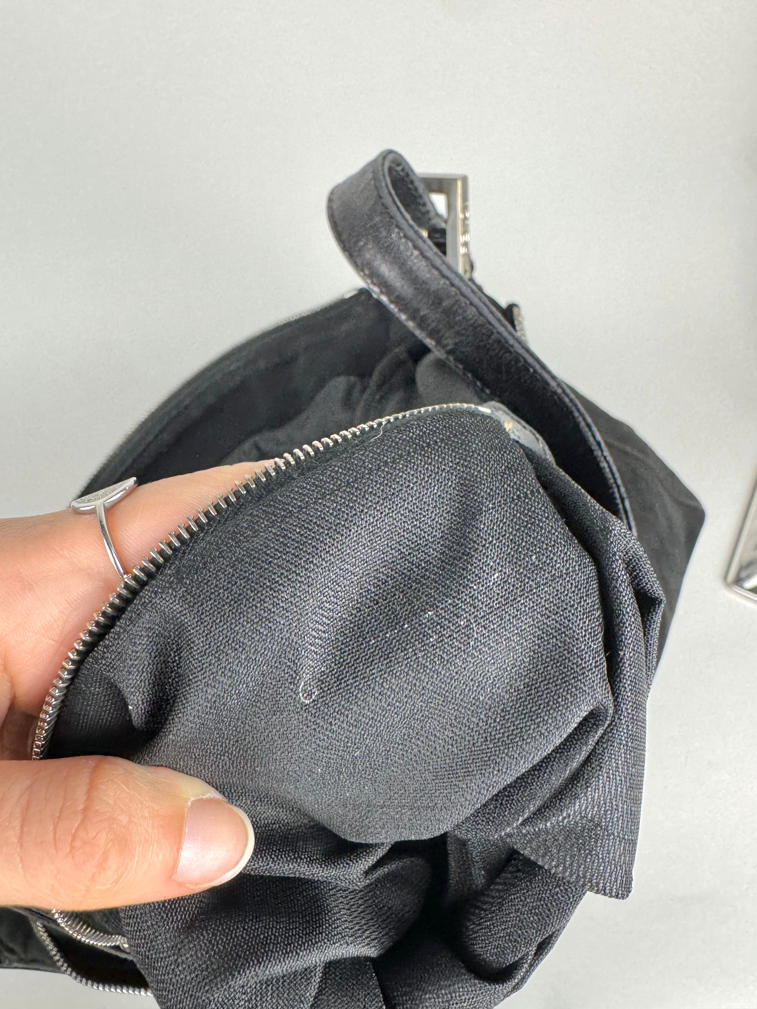 Fendi Mamma Baguette Black Suede Leather