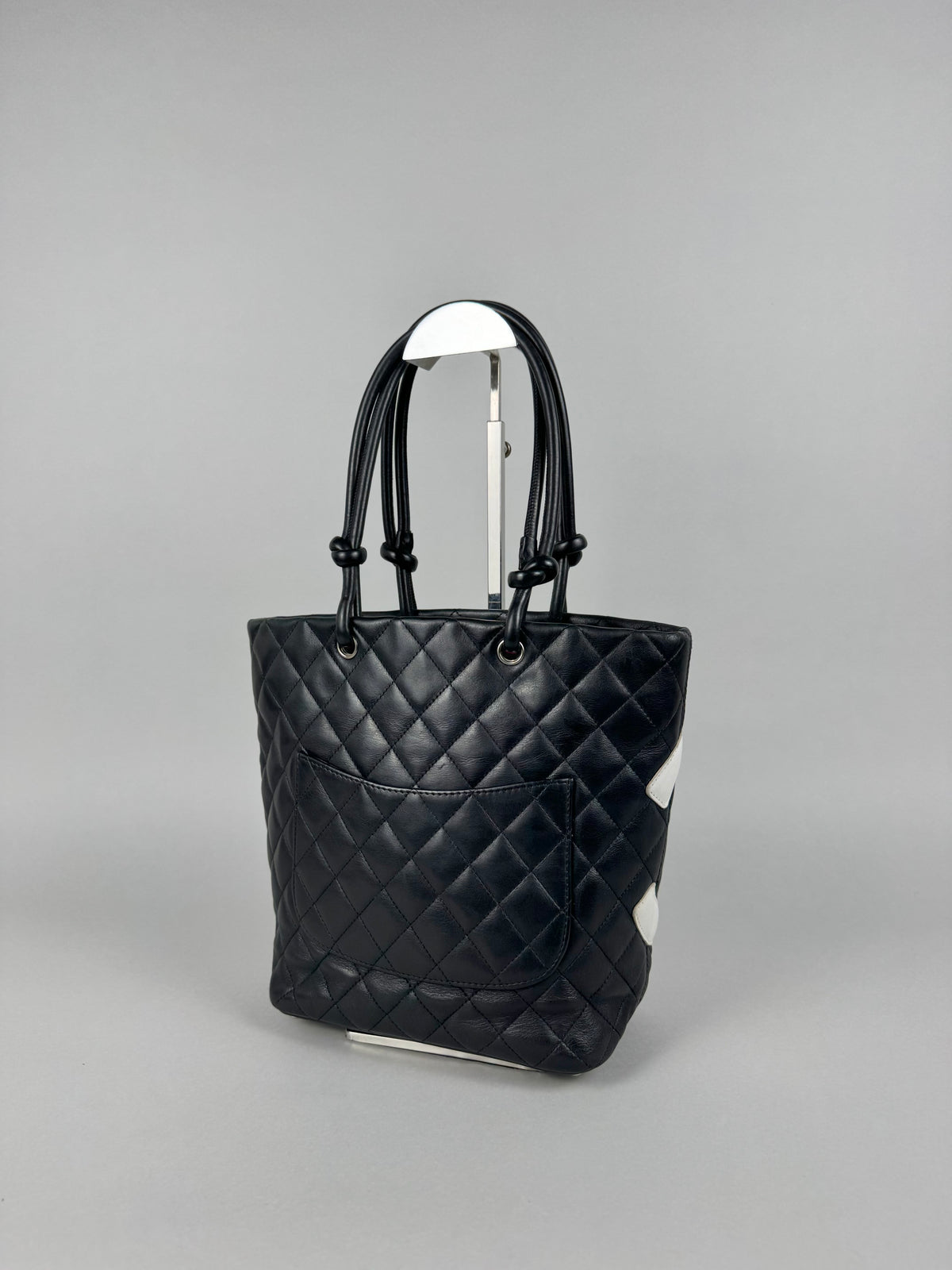Chanel Cambon Calfskin Black Leather Quilted Medium Tote
