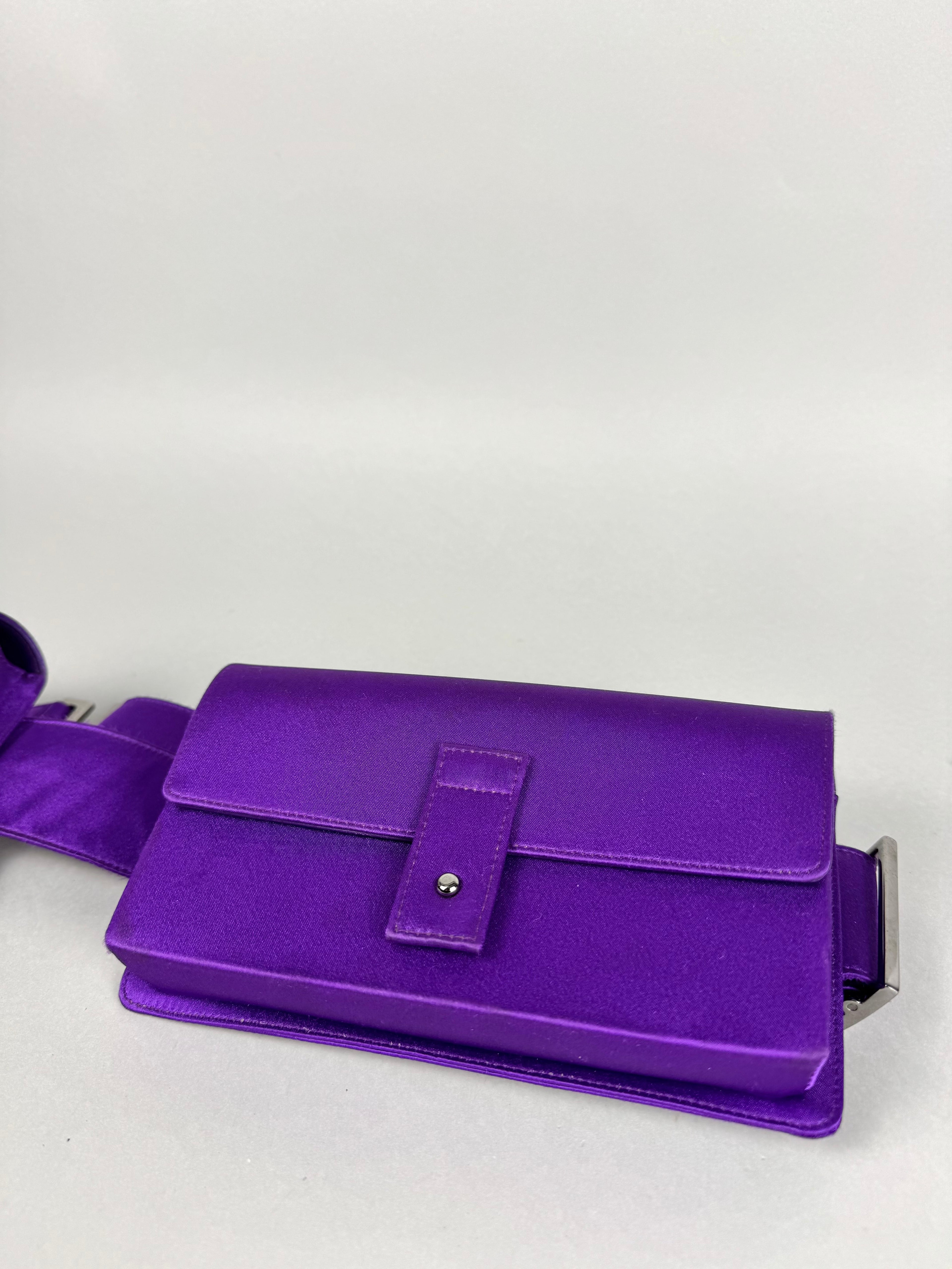 Gucci Tom Ford Runway Purple Satin Pochete Belt Sling
