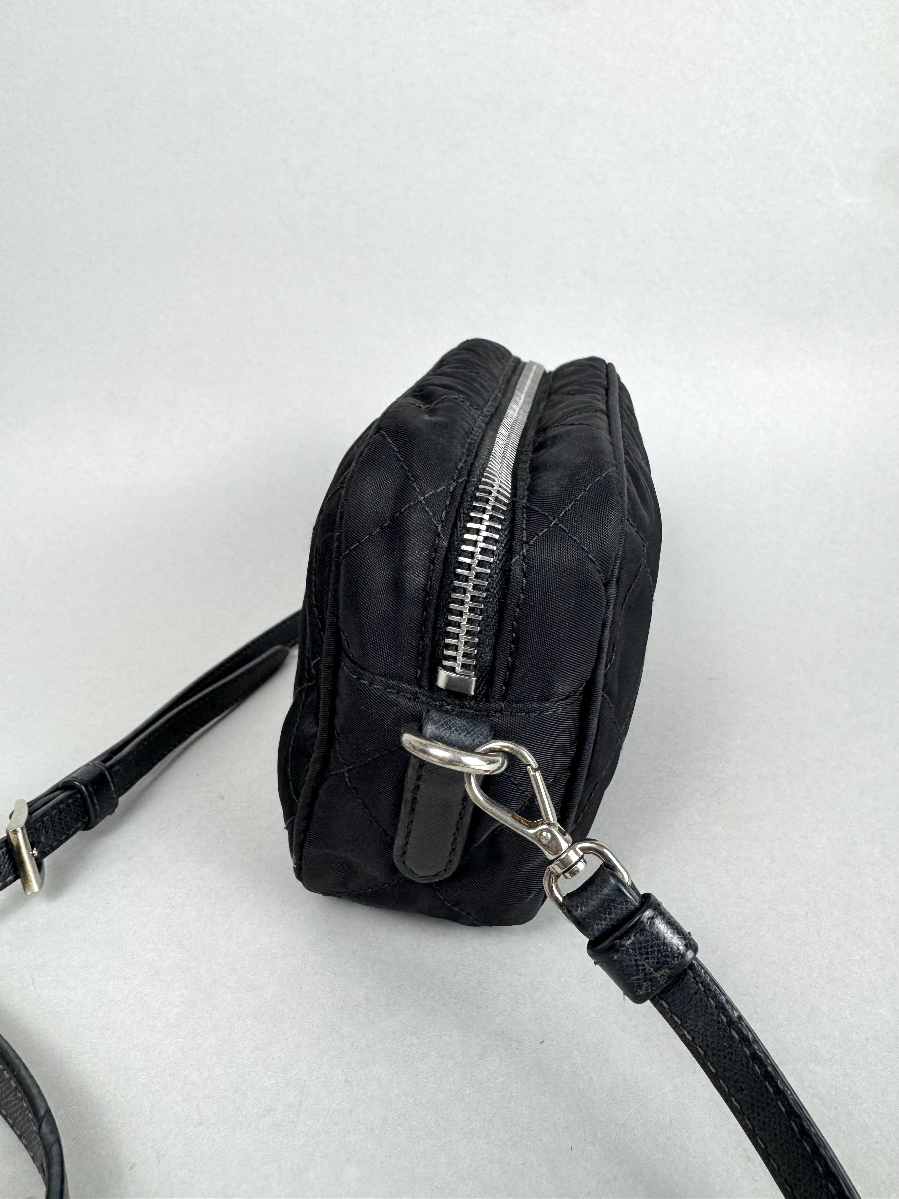 Prada Tessuto Black Nylon Impuntu Quilted Crossbody