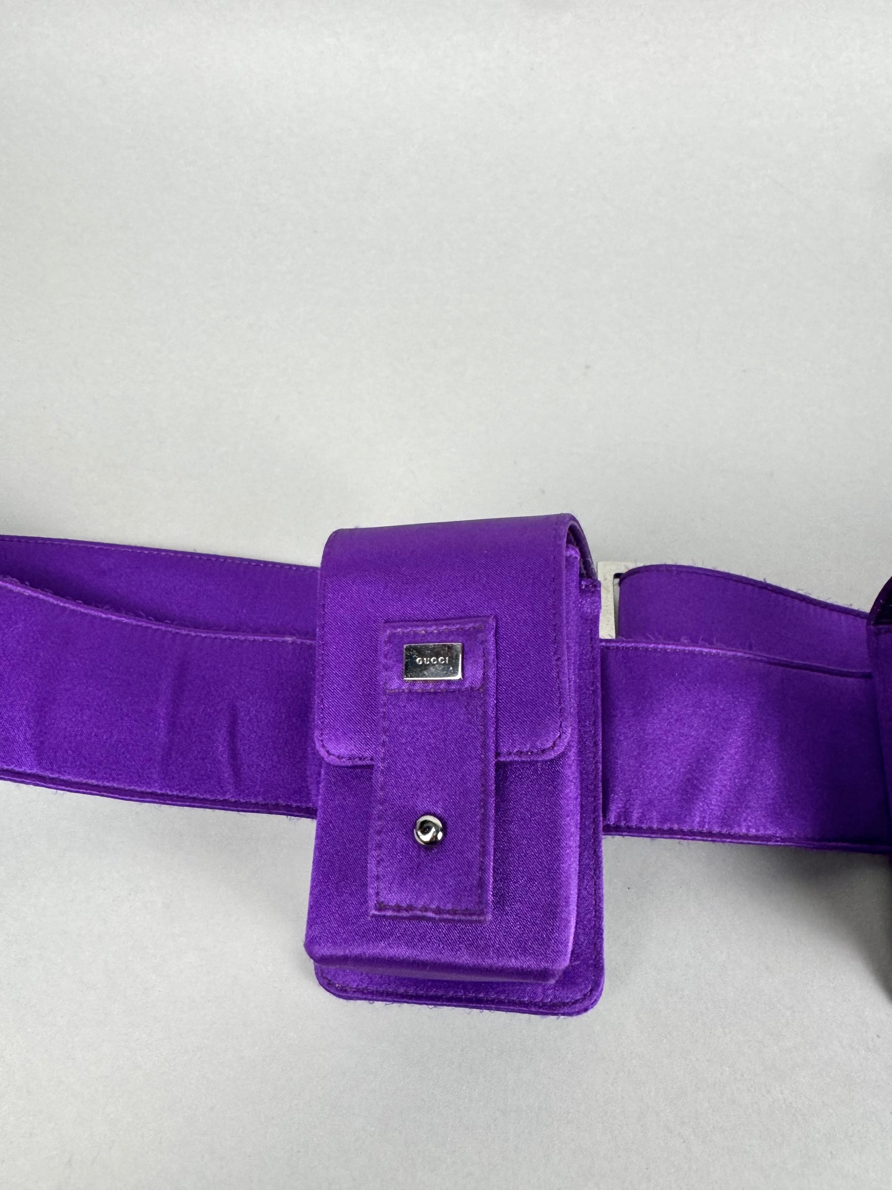 Gucci Tom Ford Runway Purple Satin Pochete Belt Sling