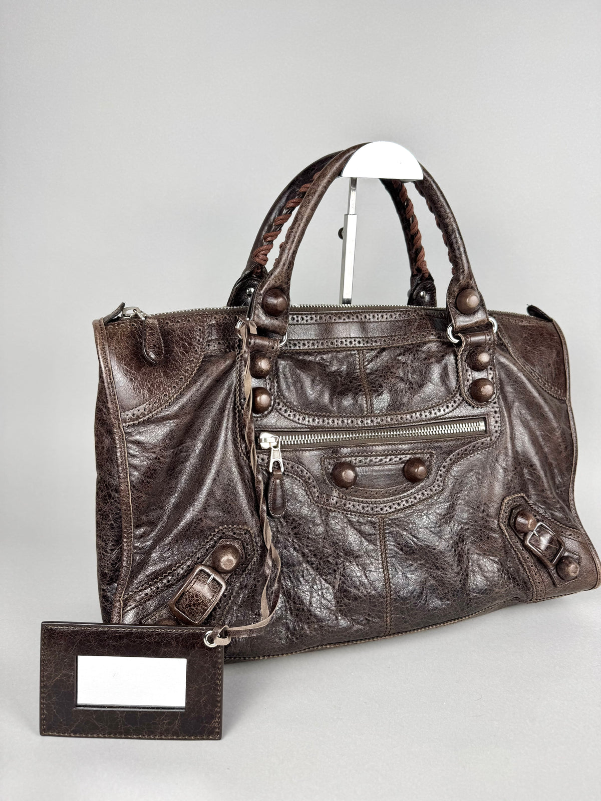 Balenciaga Giant 21 Leather Brown Covered Brogues Work Bag